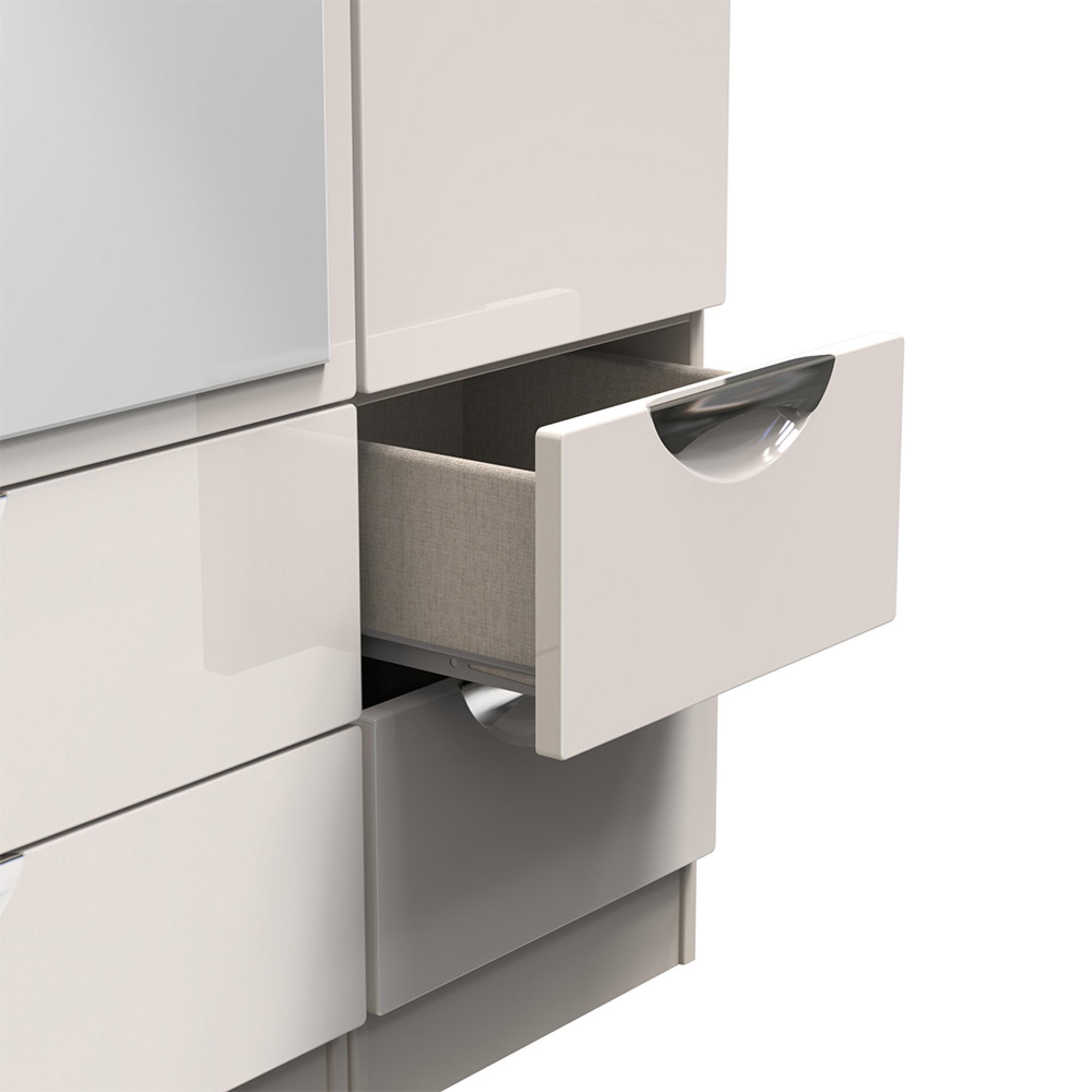 Camden Wardrobe - 3 Door - Tall Combi with 1 Mirror - Cashmere