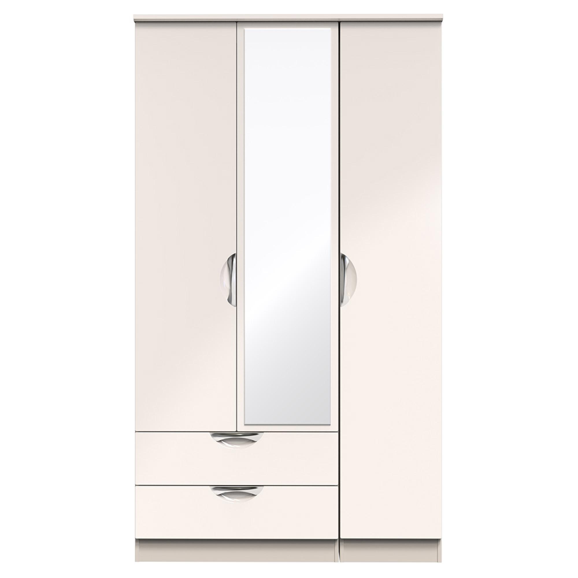 Camden Wardrobe - 3 Door - Tall Combi - with 1 Mirror - LHF 2 Drawers - Cashmere
