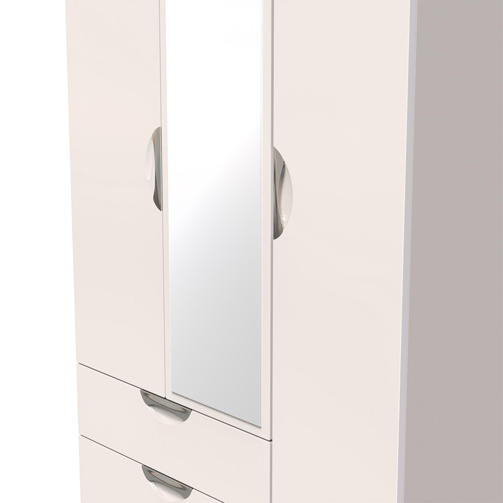 Camden Wardrobe - 3 Door - Tall Combi - with 1 Mirror - LHF 2 Drawers - Cashmere