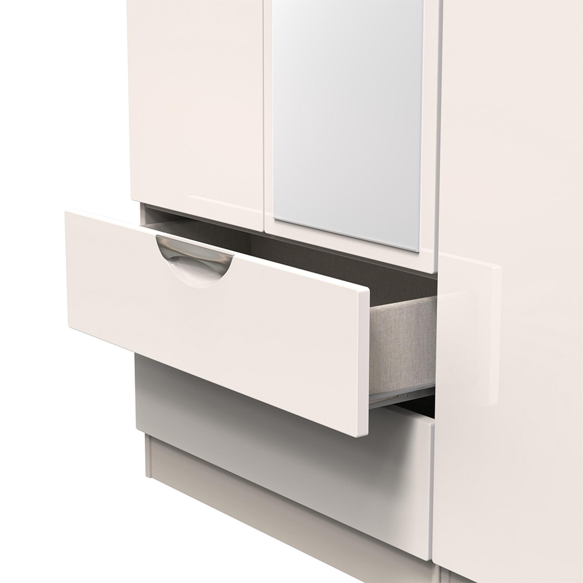 Camden Wardrobe - 3 Door - Tall Combi - with 1 Mirror - LHF 2 Drawers - Cashmere