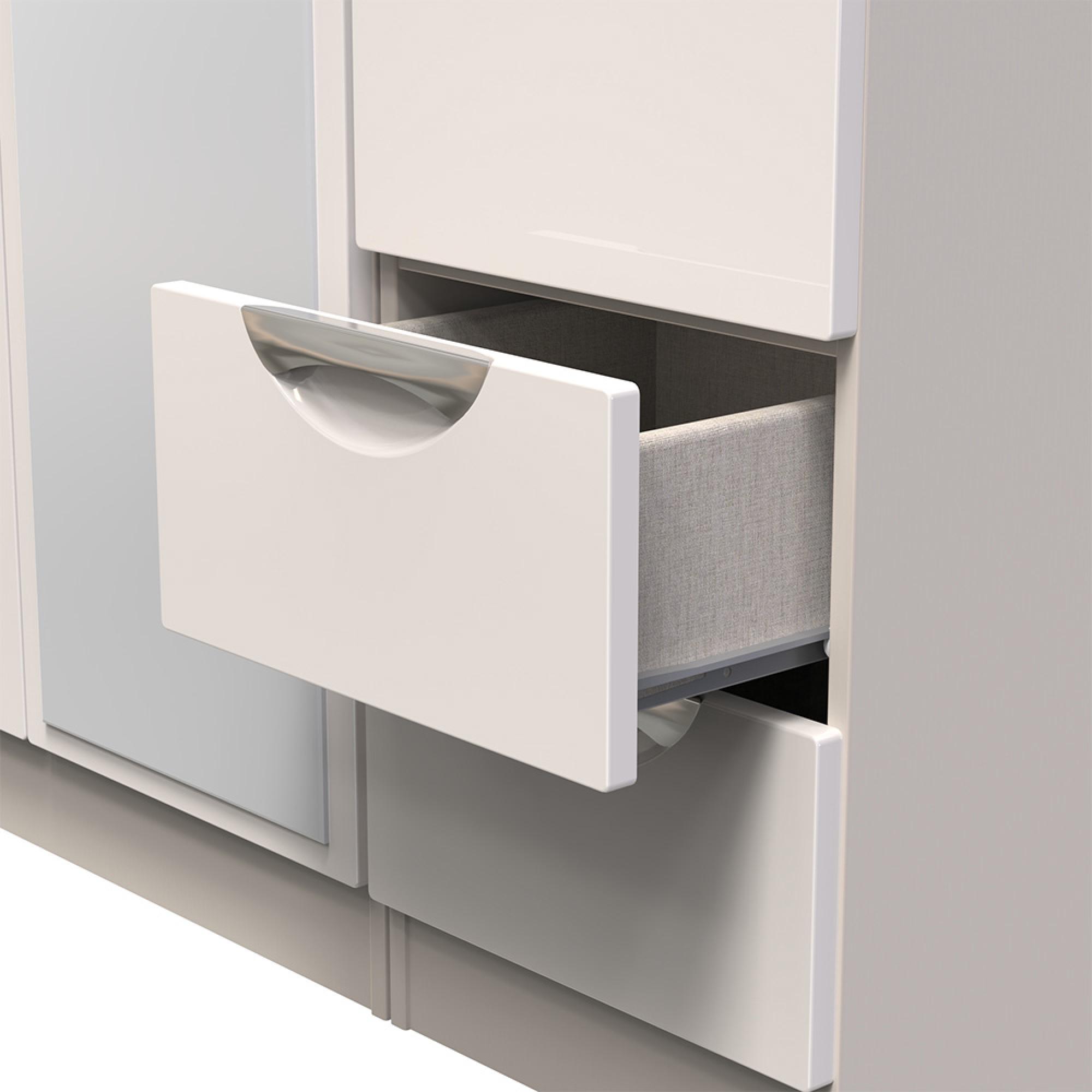 Camden Wardrobe - 3 Door - Tall Combi - with 1 Mirror - RHF 2 Drawers - Cashmere