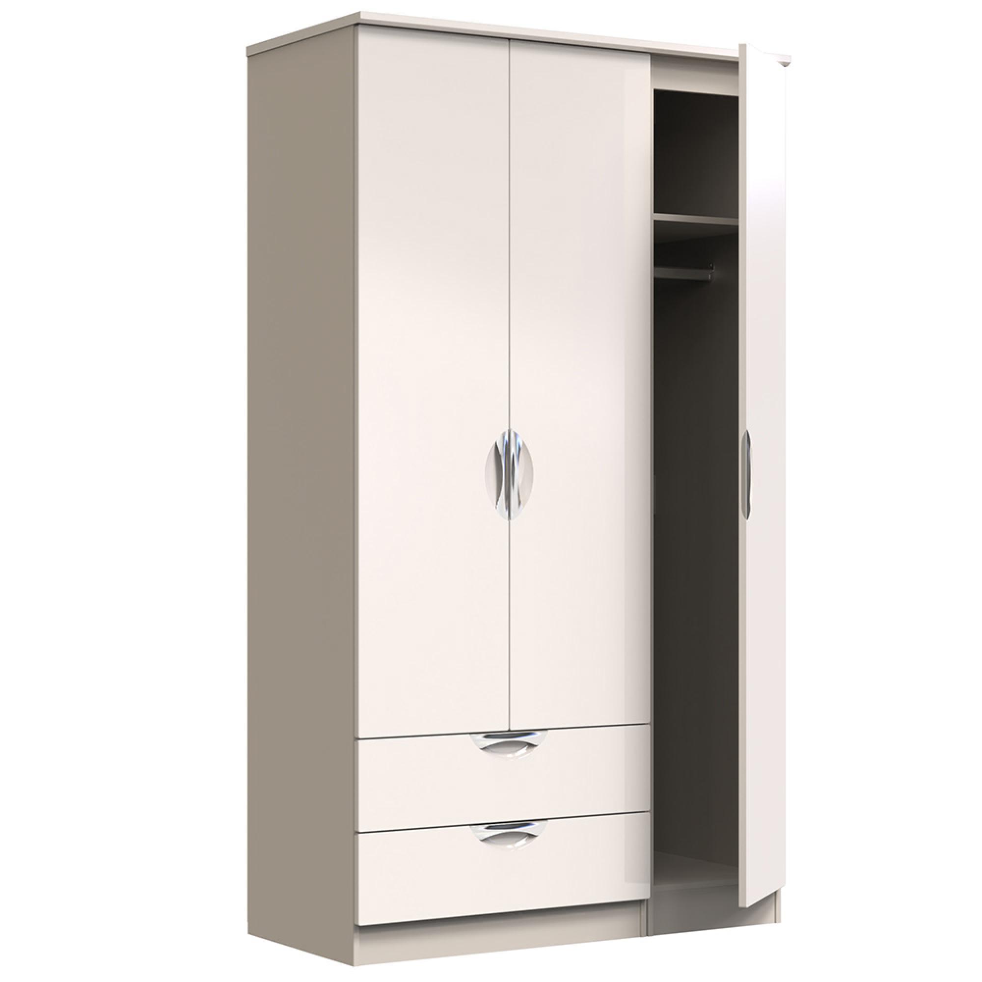 Camden Wardrobe - 3 Door - Tall Triple - LHF 2 Drawers - Cashmere