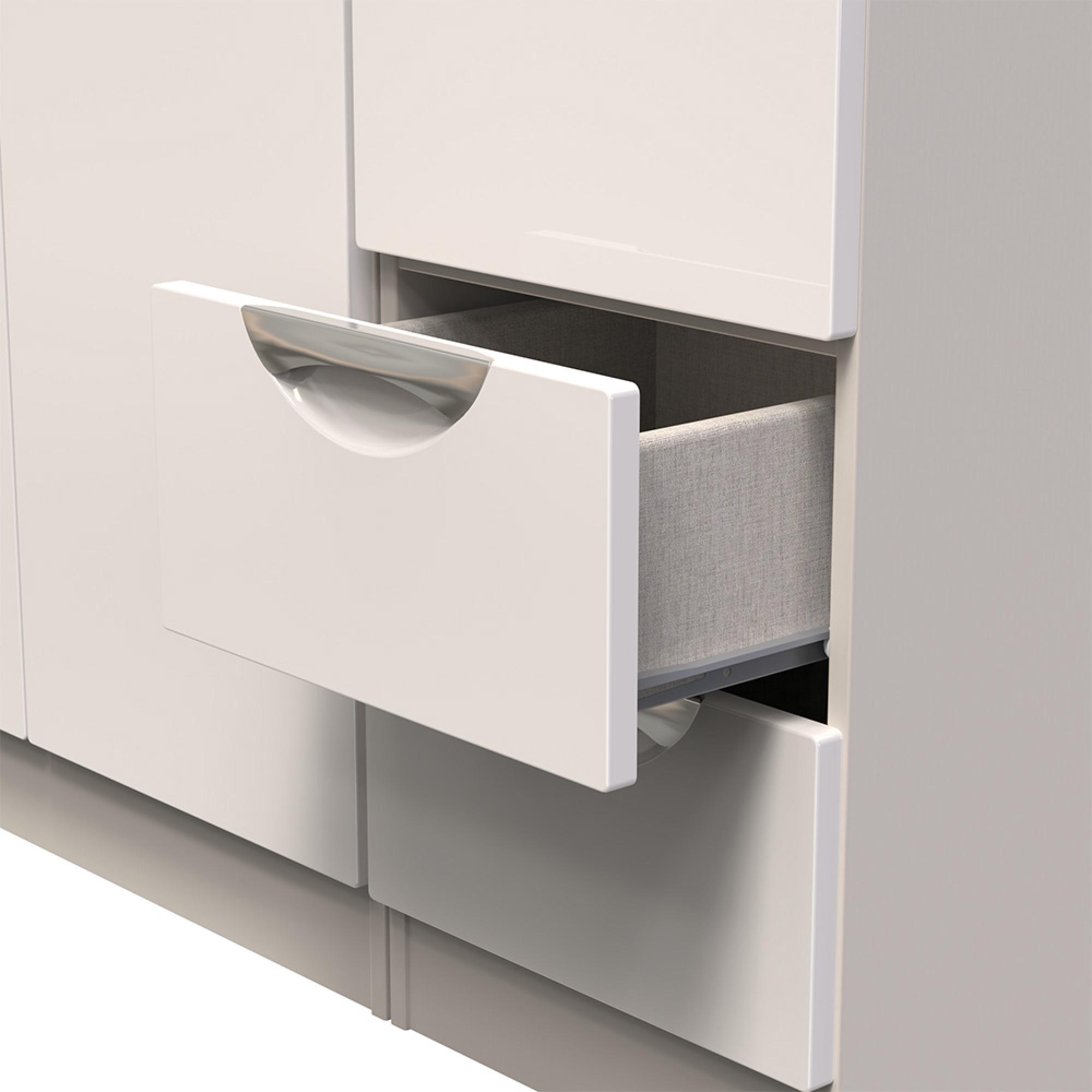 Camden Wardrobe - 3 Door - Tall Triple - RHF 2 Drawers - Gloss Cashmere