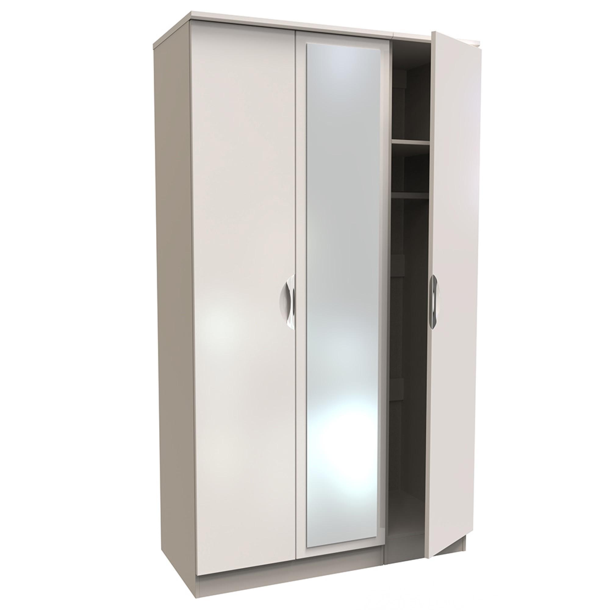 Camden Wardrobe - 3 Door - Tall Triple with 1 Mirror - Cashmere