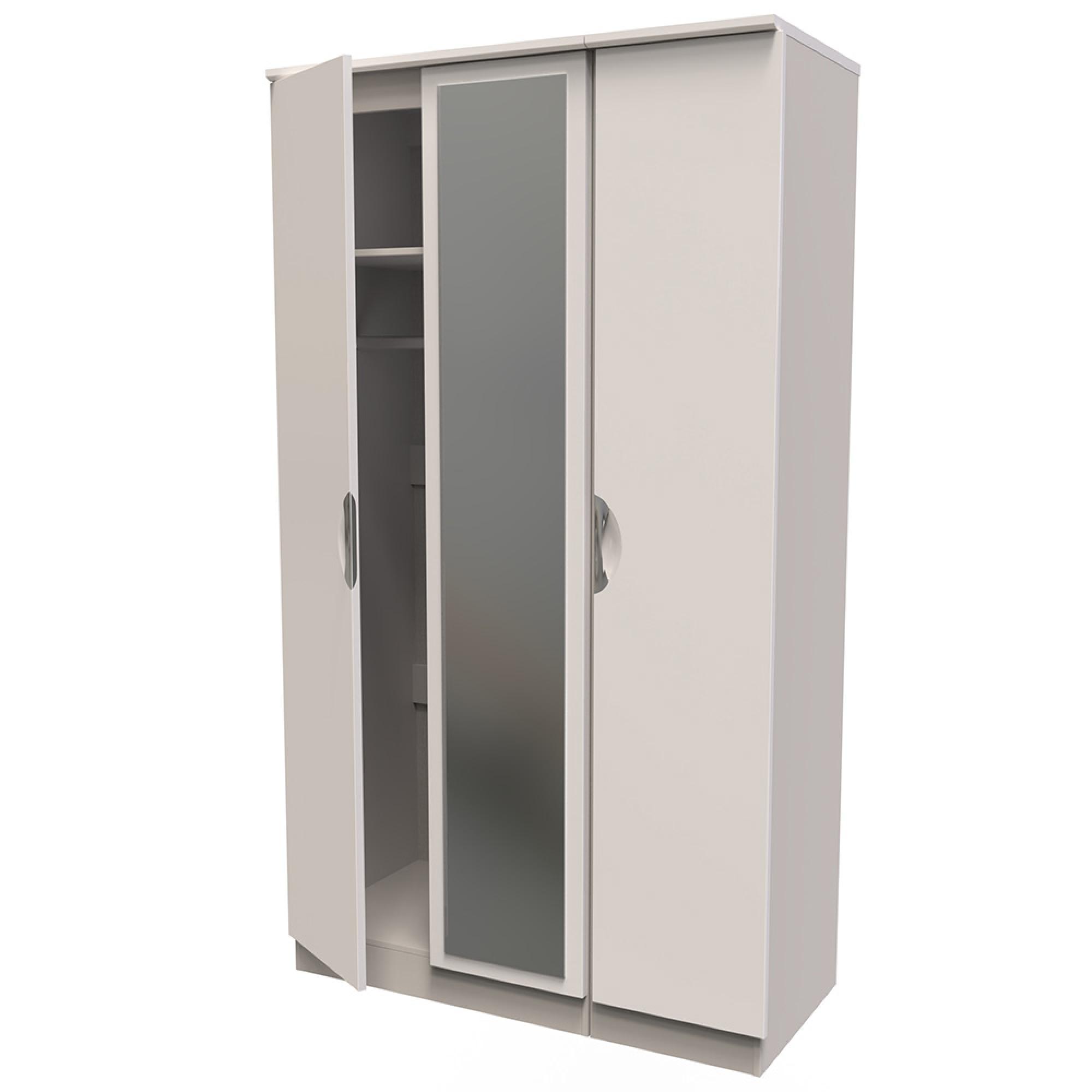 Camden Wardrobe - 3 Door - Tall Triple with 1 Mirror - Cashmere