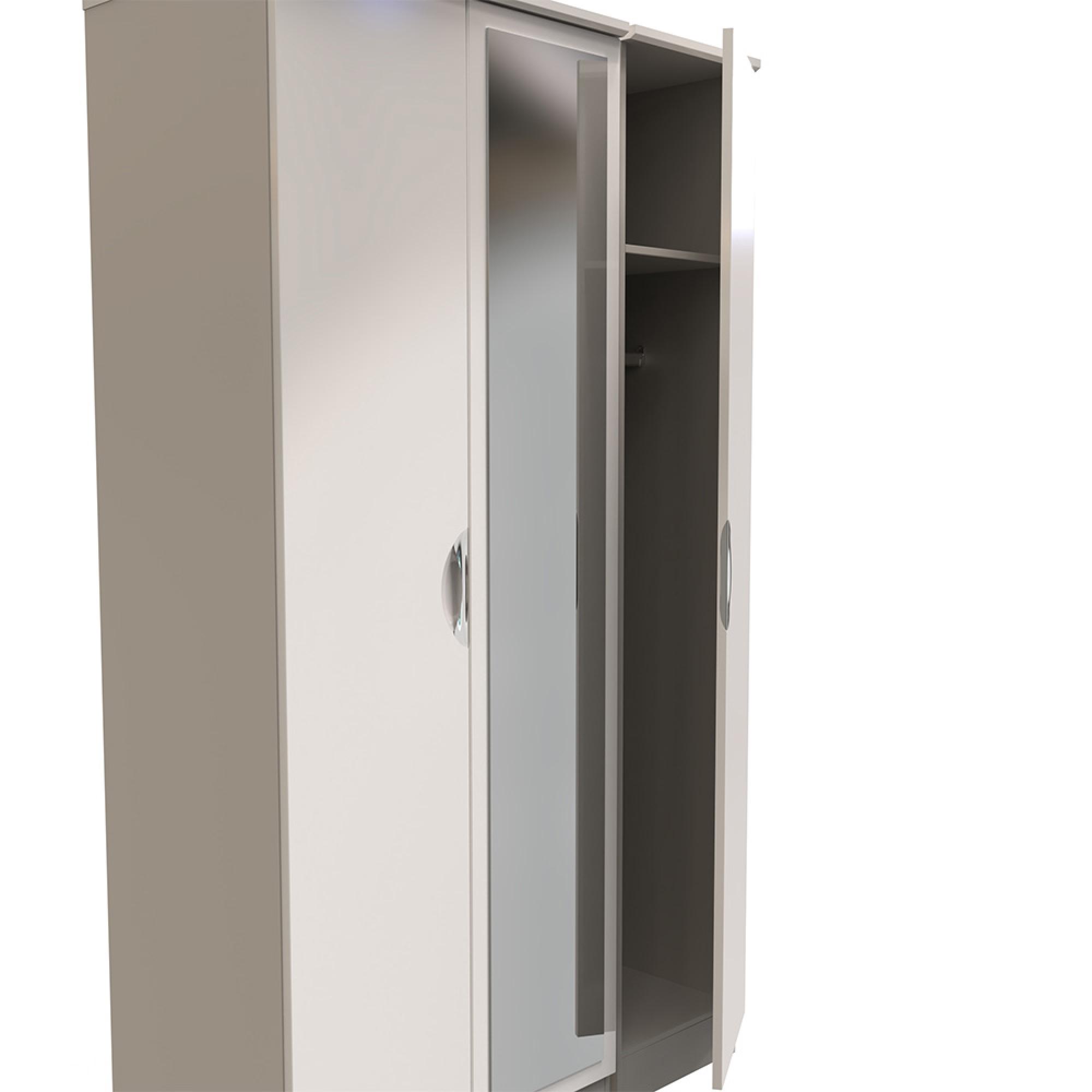 Camden Wardrobe - 3 Door - Triple - with 1 Mirror - Cashmere