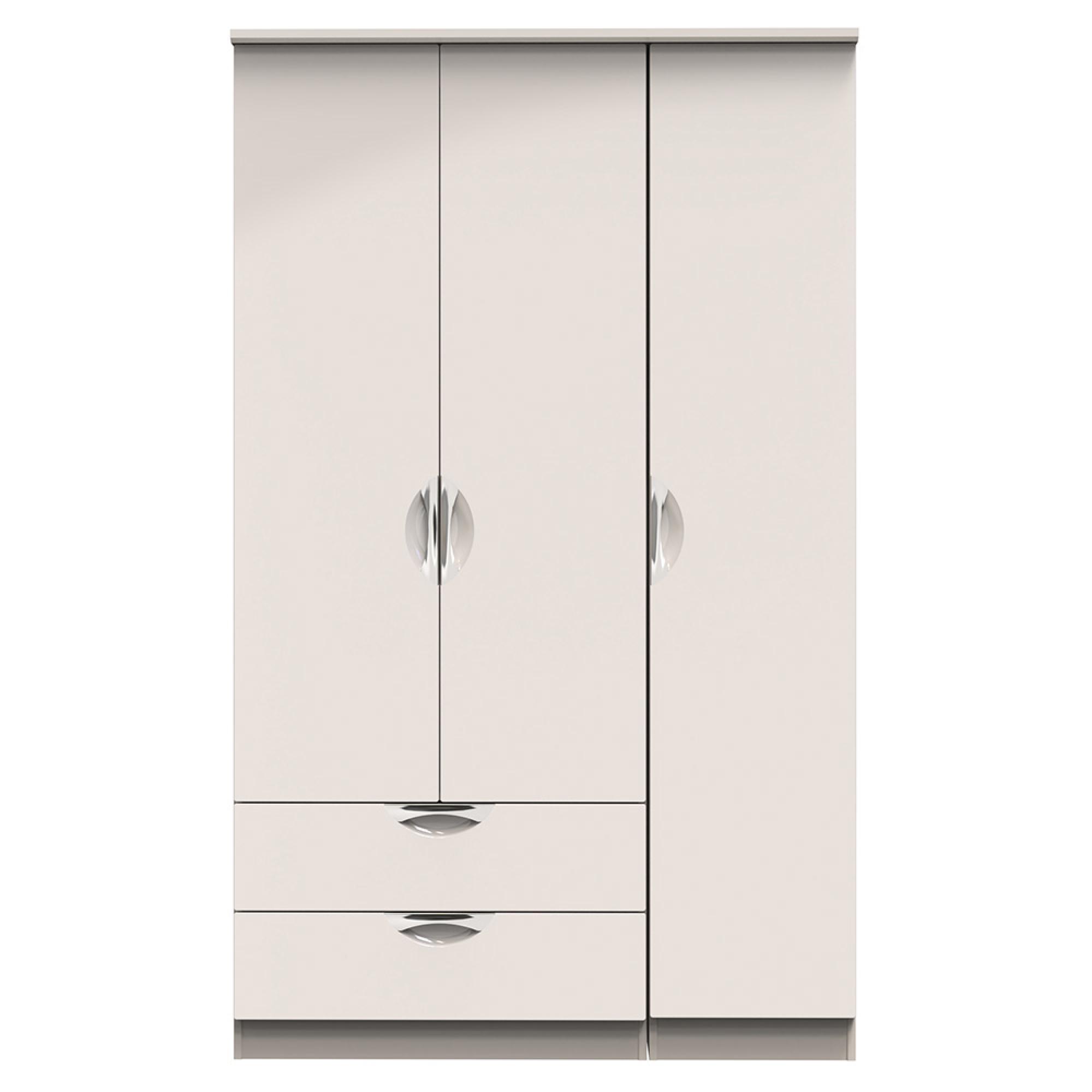 Camden Wardrobe - 3 Door - Triple - with LHF 2 Drawers - Gloss Cashmere