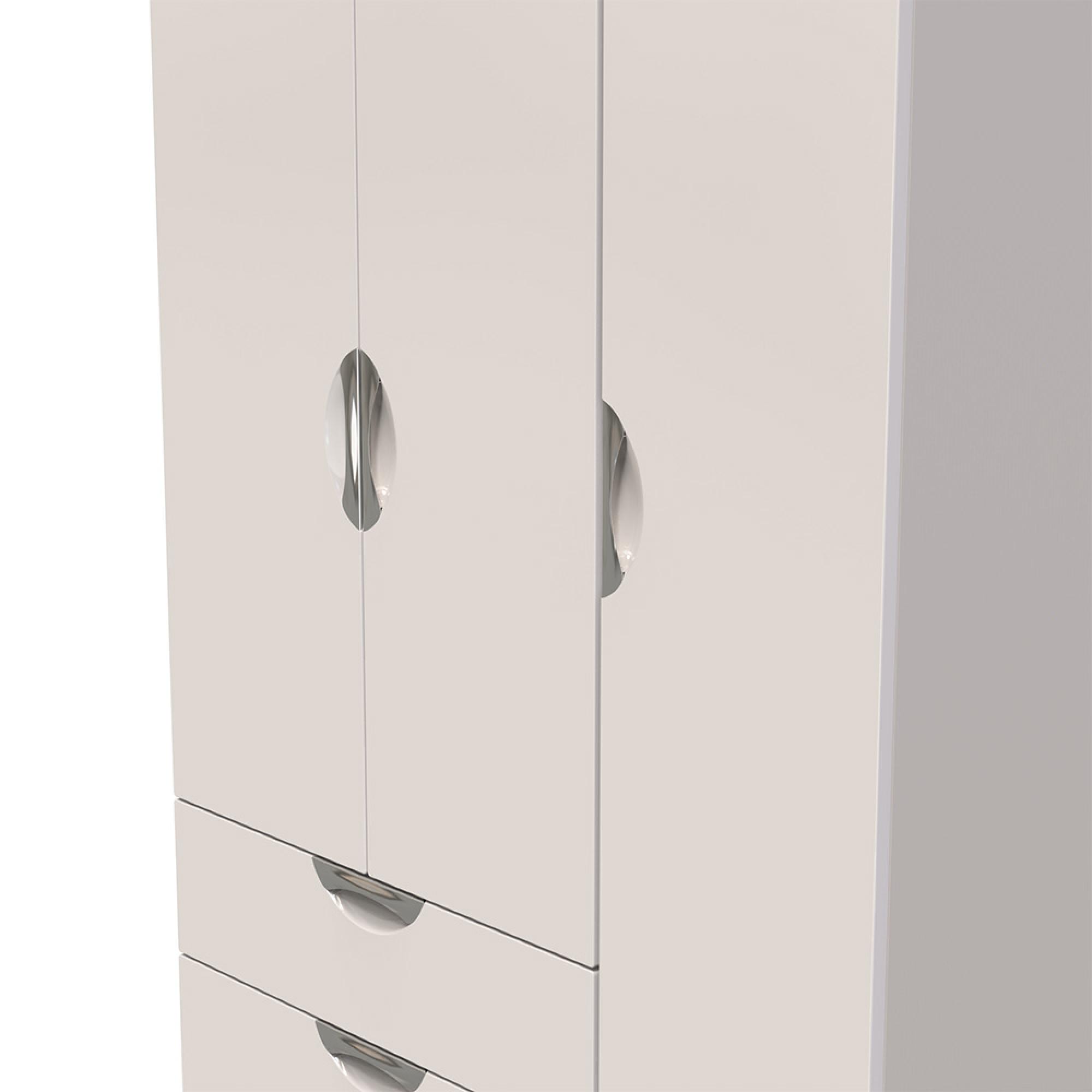 Camden Wardrobe - 3 Door - Triple - with LHF 2 Drawers - Gloss Cashmere