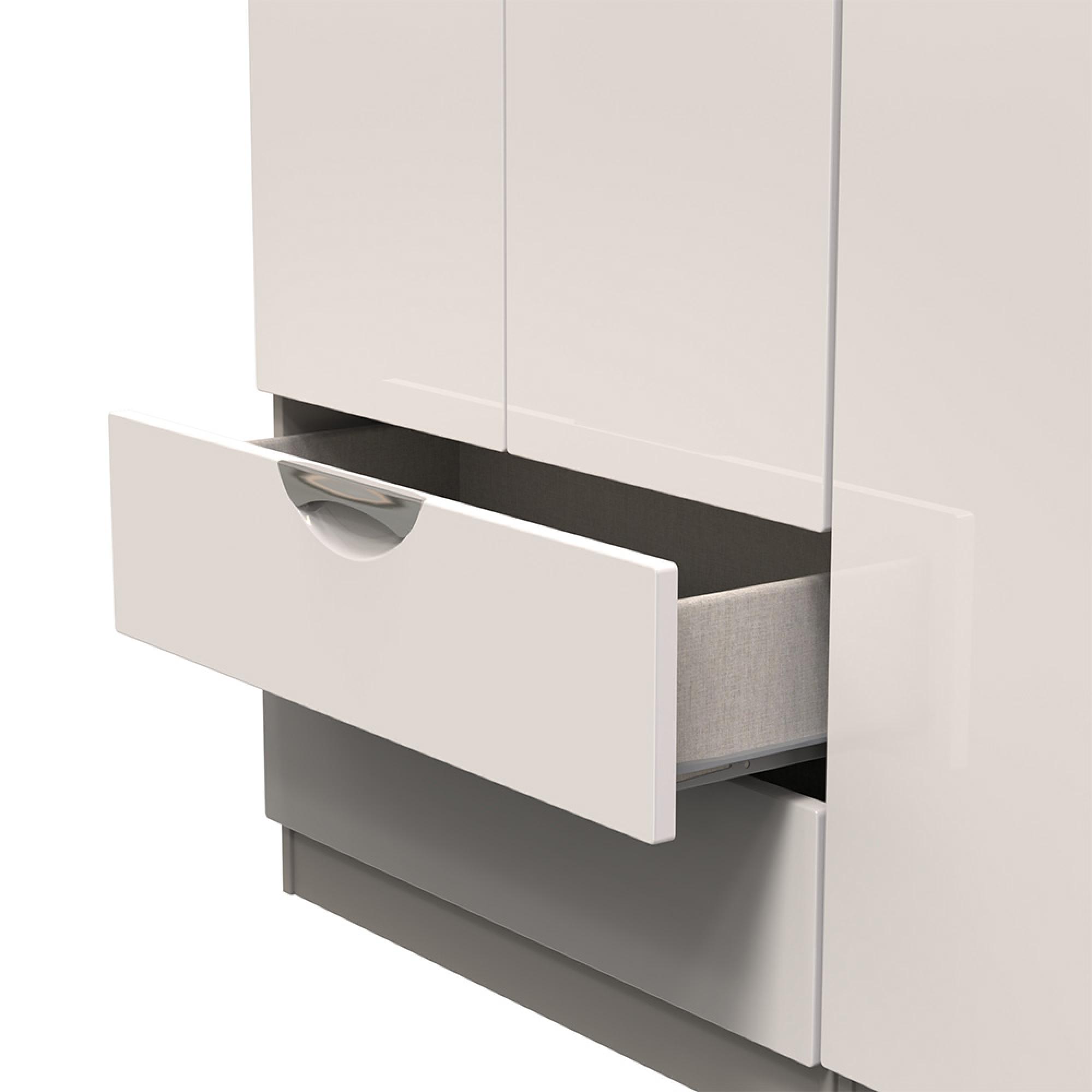 Camden Wardrobe - 3 Door - Triple - with LHF 2 Drawers - Gloss Cashmere