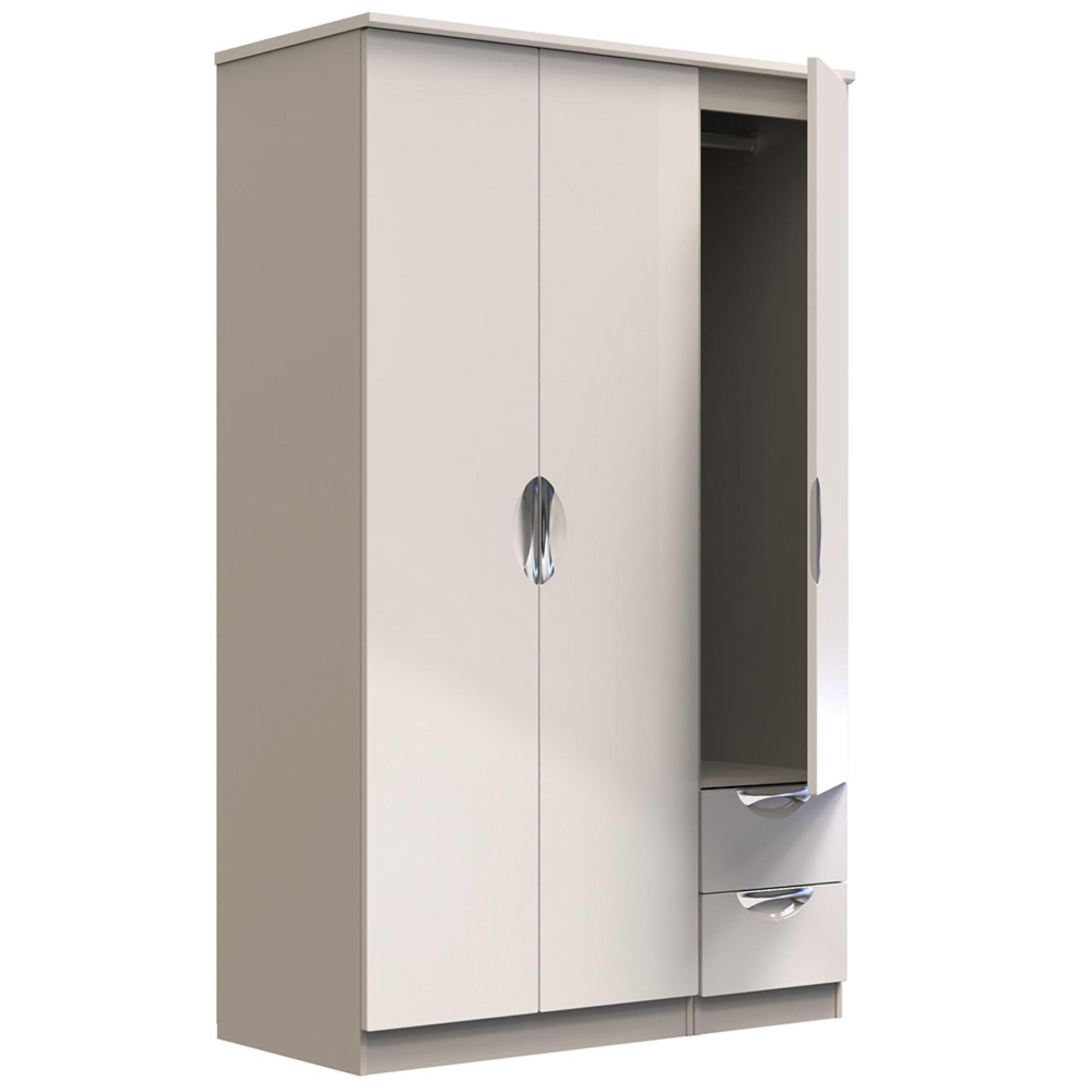 Camden Wardrobe - 3 Door - Triple - with RHF 2 Drawers - Cashmere