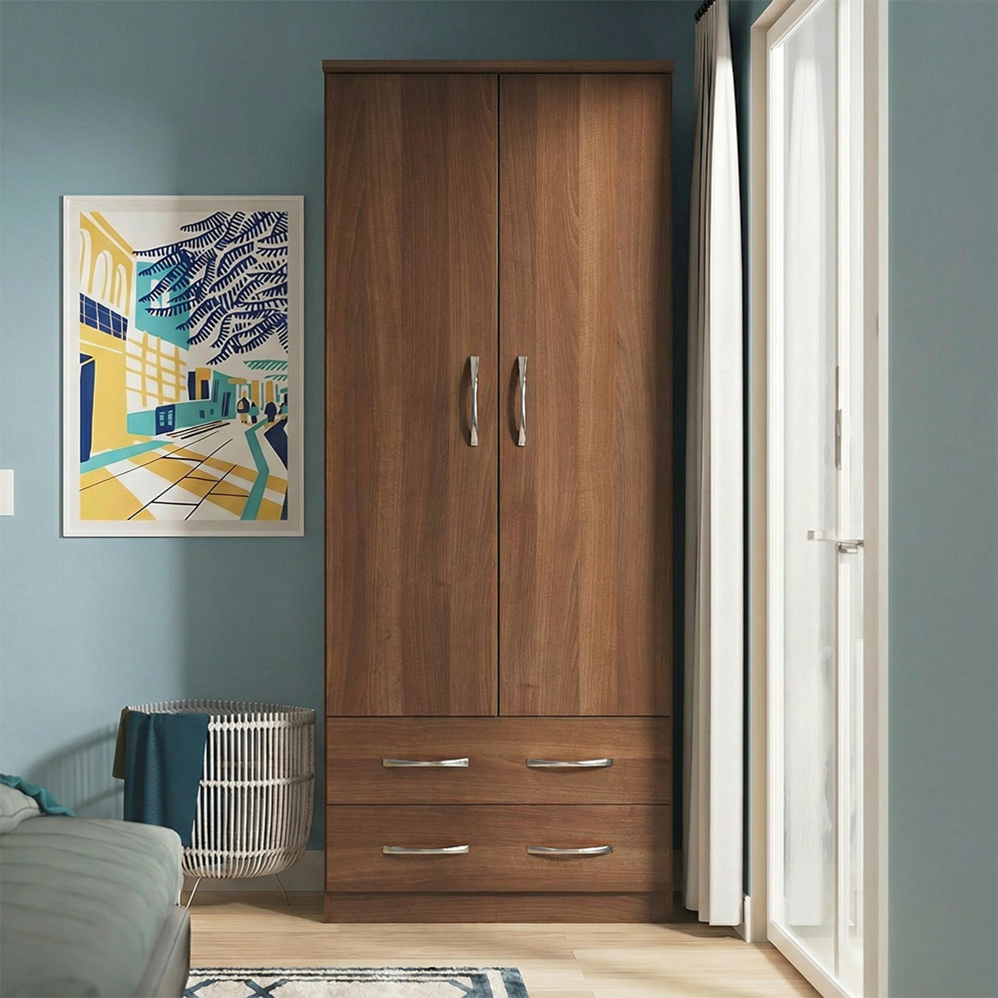 Avon Wardrobe - 2 Door - 2 Drawers - Double - Walnut