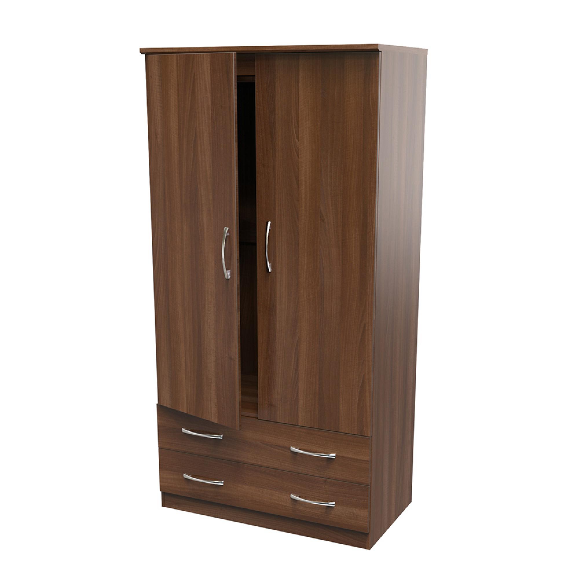Avon Wardrobe - 2 Door - 2 Drawers - Double - H 18255cm - Walnut