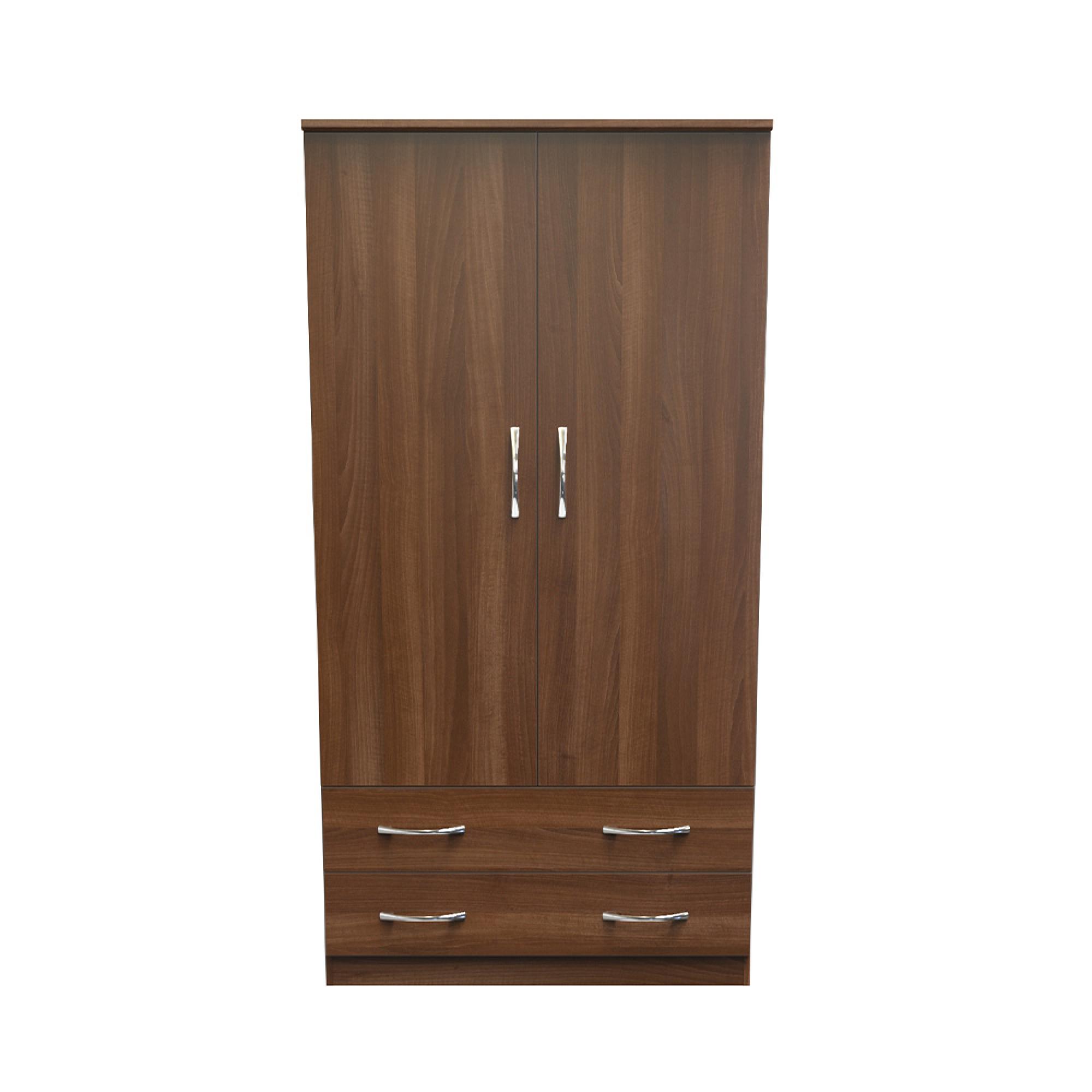 Avon Wardrobe - 2 Door - 2 Drawers - Double - H 18255cm - Walnut