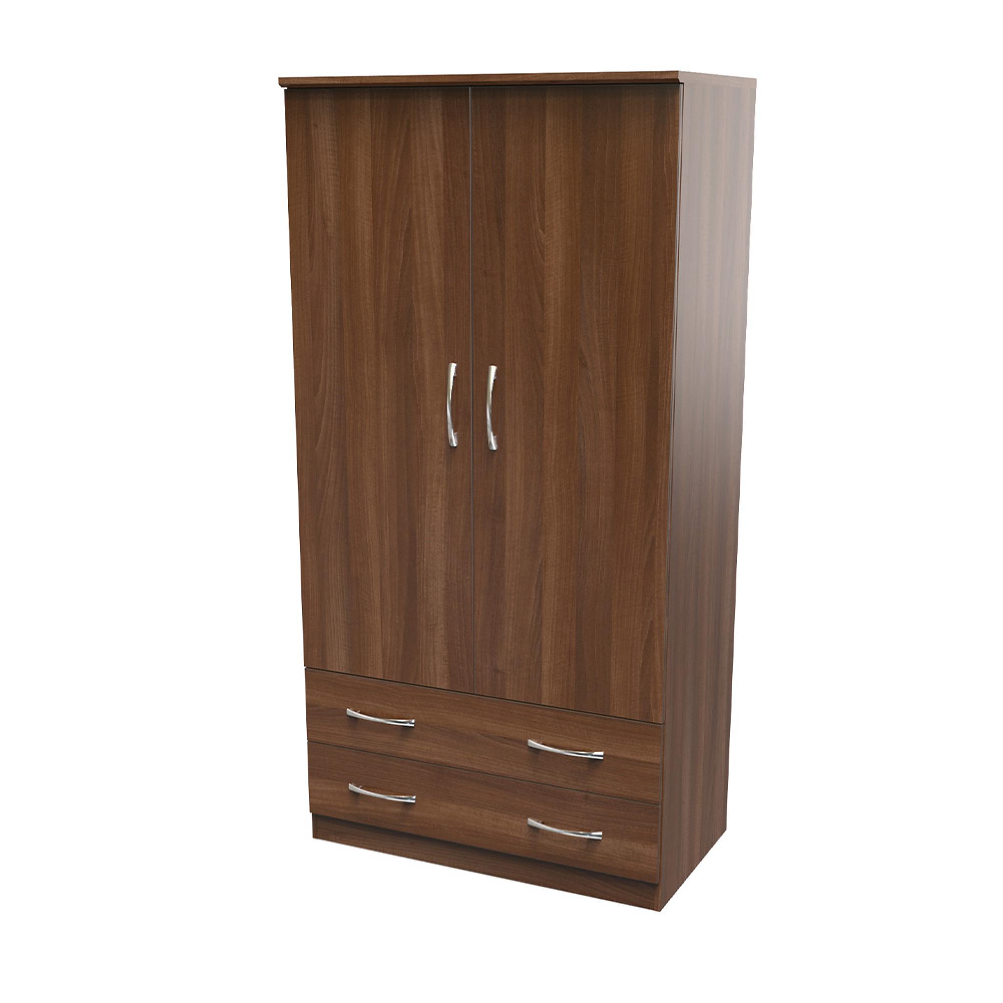 Avon Wardrobe - 2 Door - 2 Drawers - Double - H 18255cm - Walnut