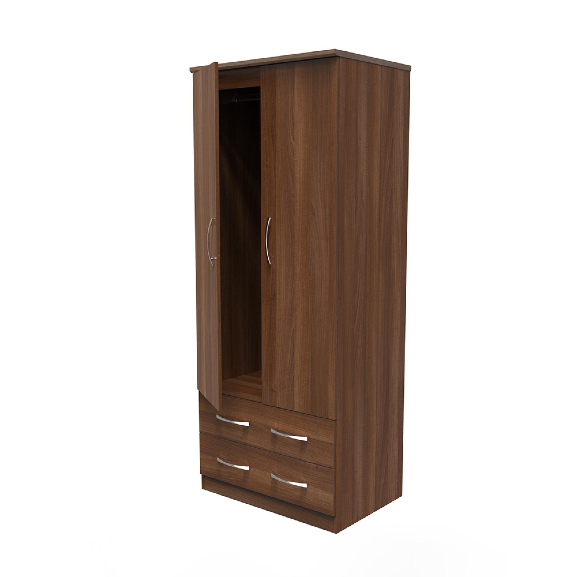 Avon Wardrobe - 2 Door - 2 Drawers - Double - Walnut