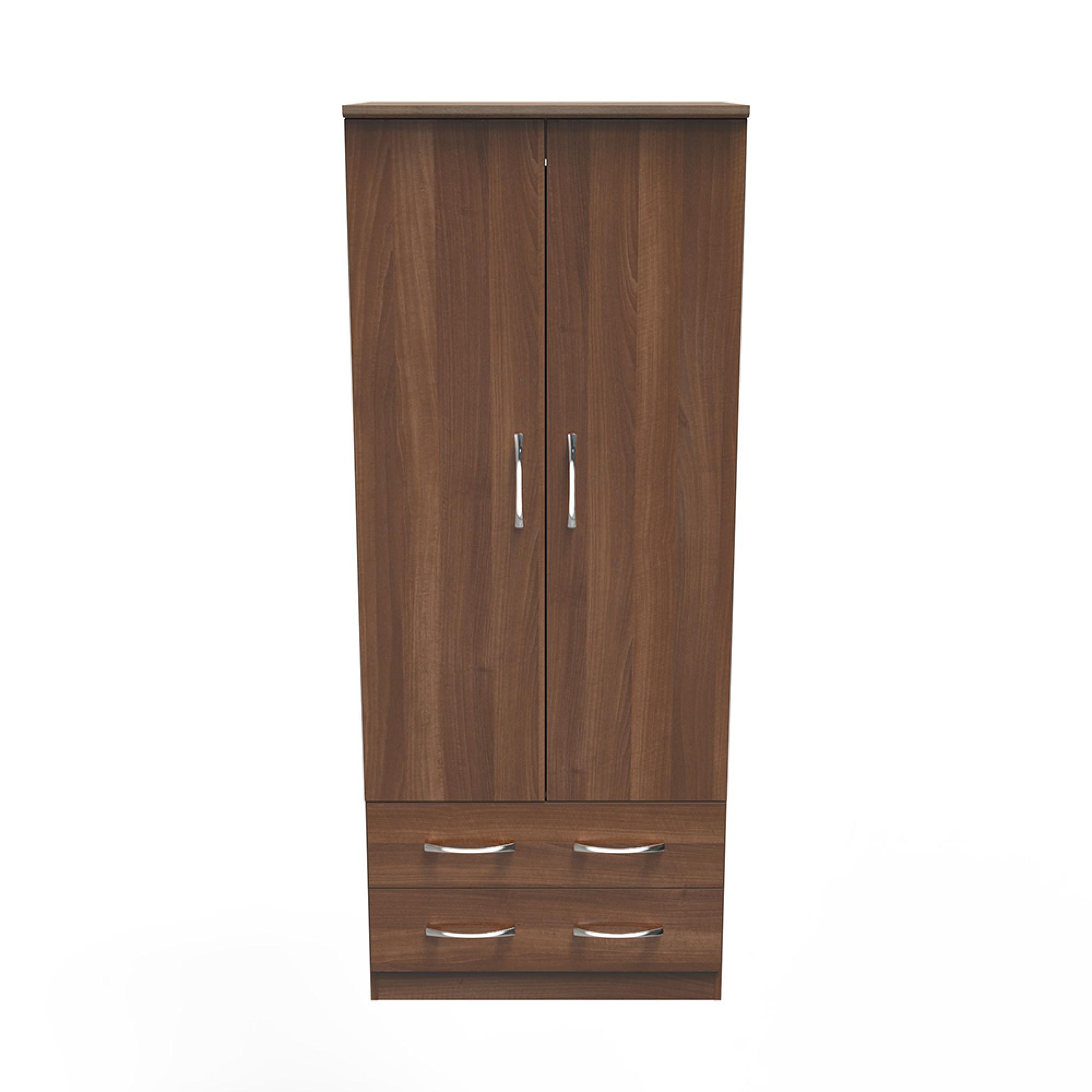 Avon Wardrobe - 2 Door - 2 Drawers - Double - Walnut