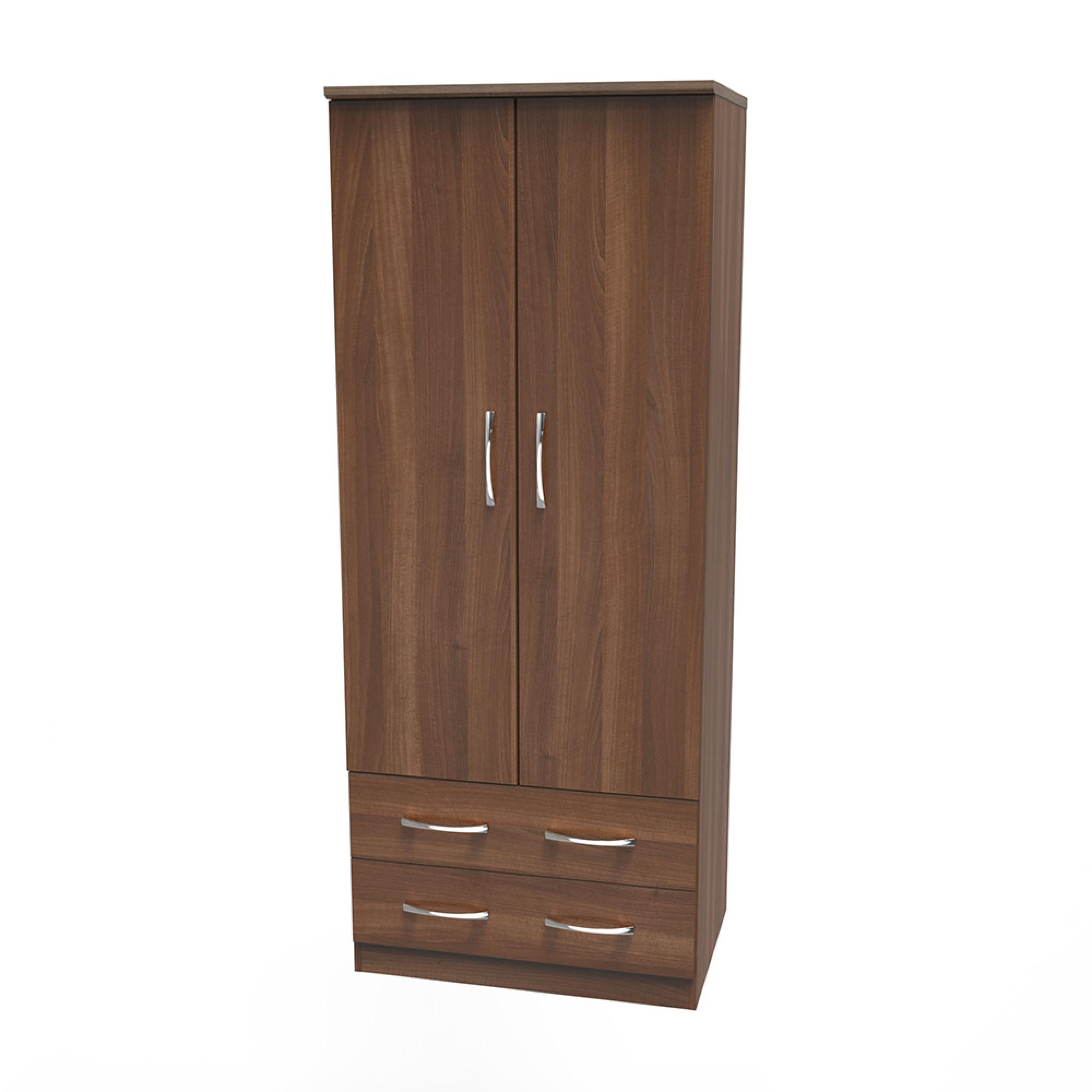 Avon Wardrobe - 2 Door - 2 Drawers - Double - Walnut