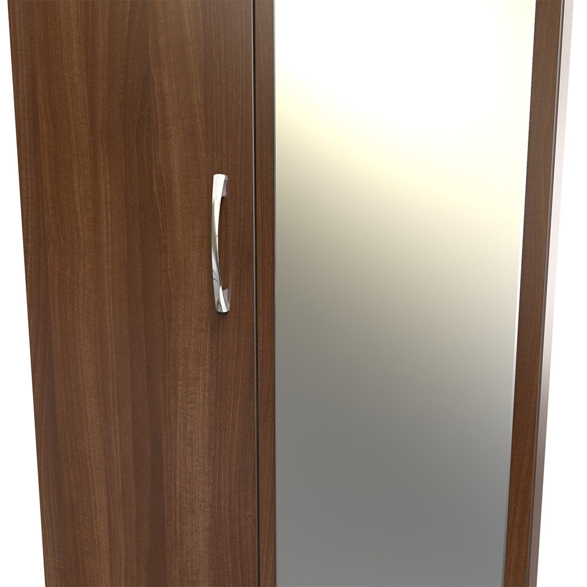 Avon Wardrobe - 2 Door - Combi with 1 Mirror - Walnut