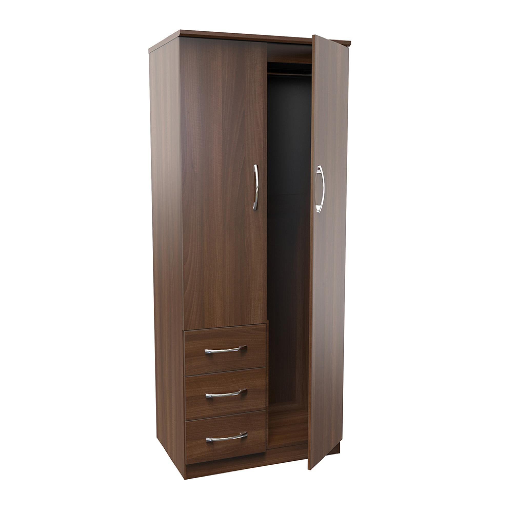 Avon Wardrobe - 2 Door - RHF 3 Drawers - Walnut