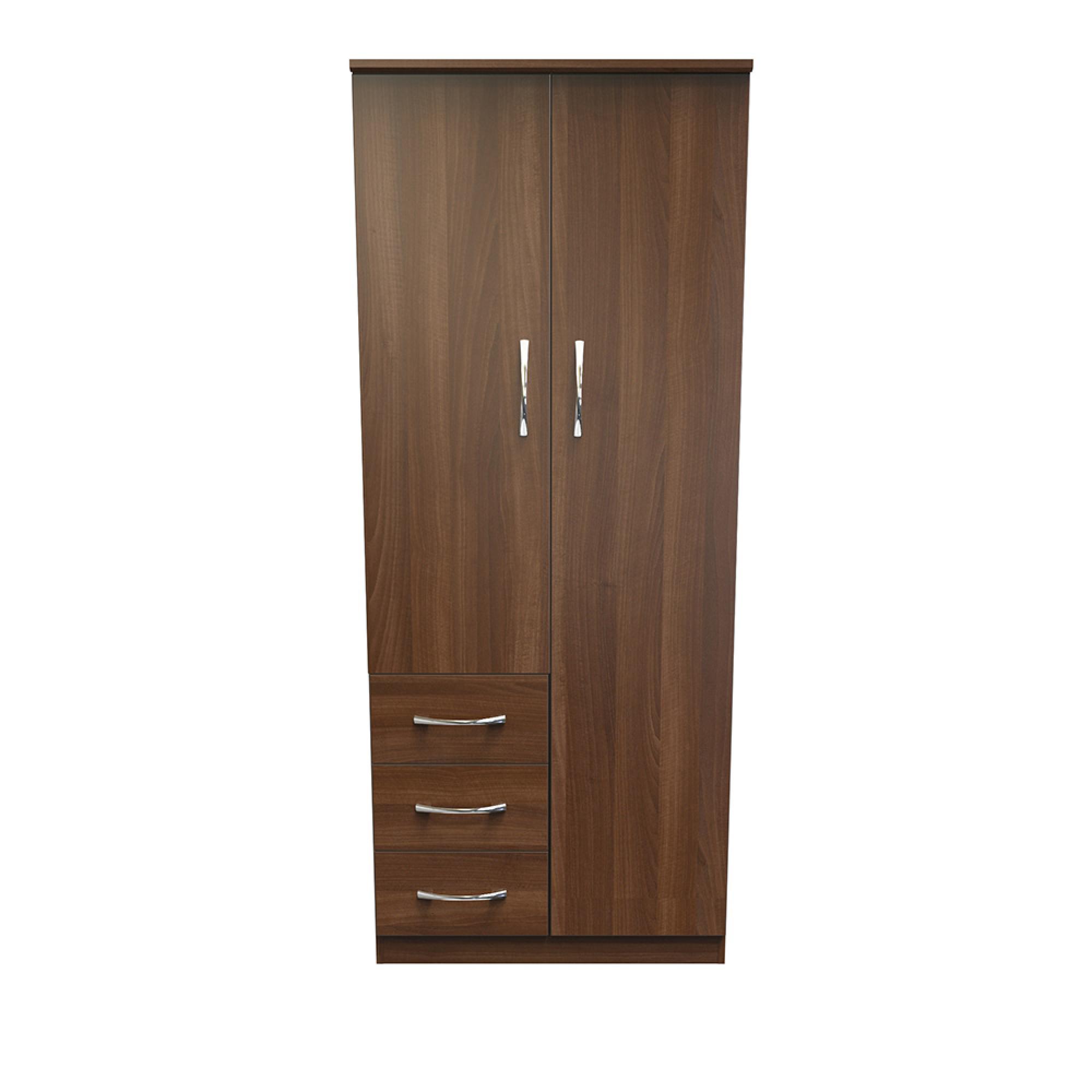 Avon Wardrobe - 2 Door - RHF 3 Drawers - Walnut
