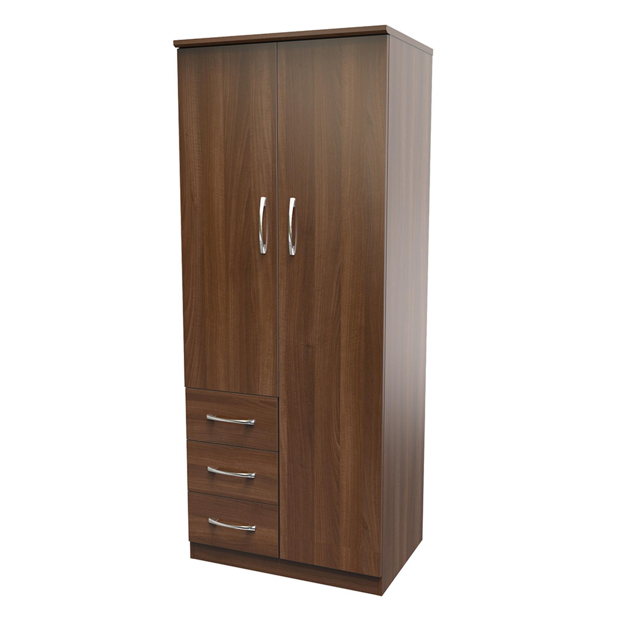 Avon Wardrobe - 2 Door - RHF 3 Drawers - Walnut