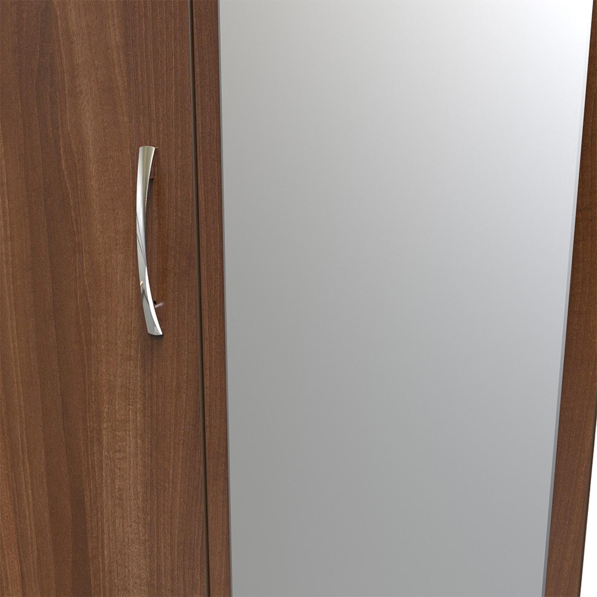 Avon Wardrobe - 3 Door - Combi with 1 Mirror - LHF 2 Drawers - Walnut