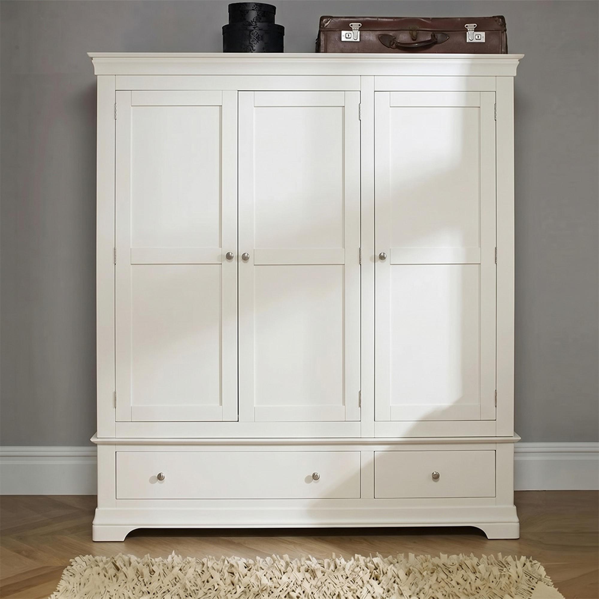 Paisley Wardrobe - 3 Door - 2 Drawer - Cream Painted
