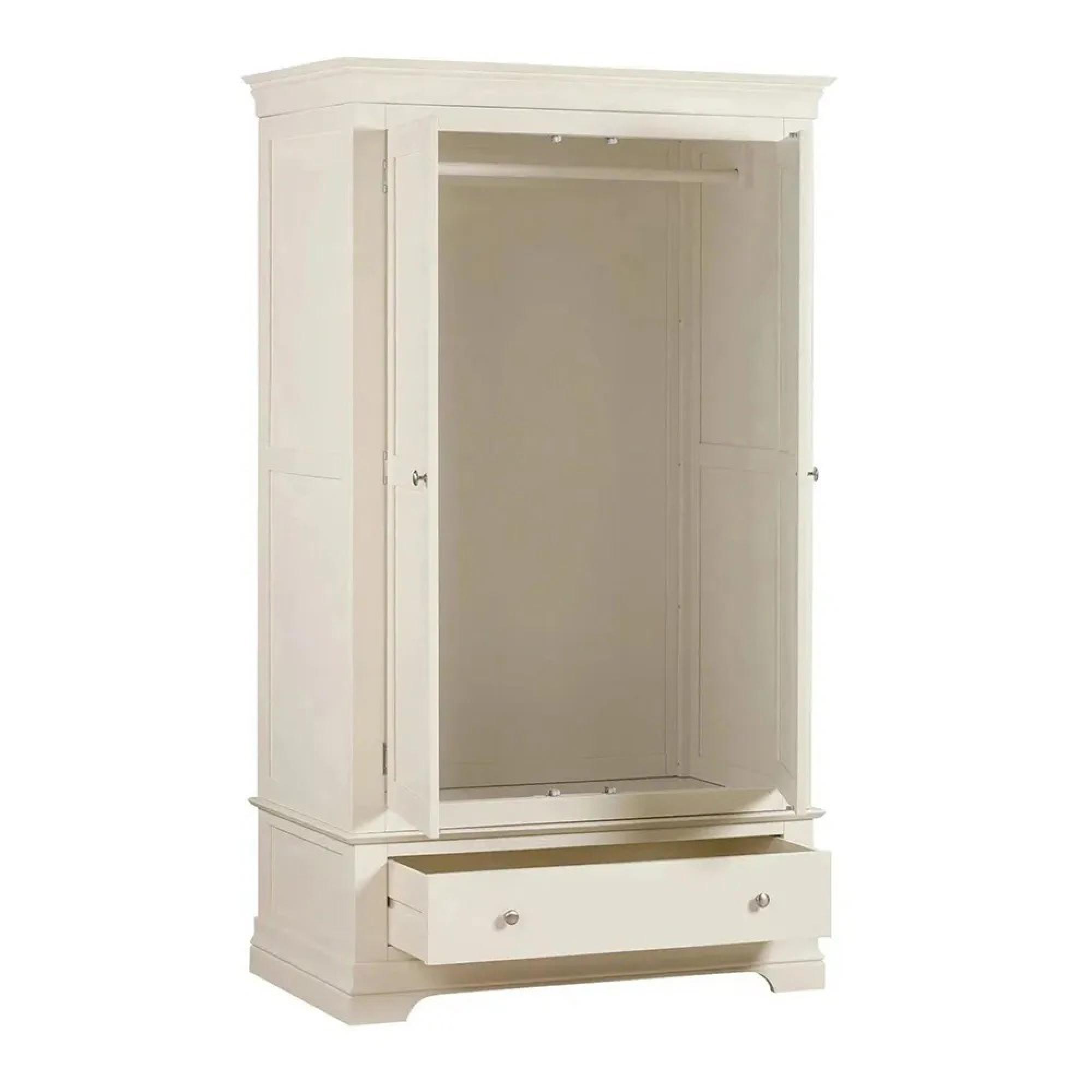 Paisley Wardrobe - 2 Door - 1 Drawer - Cream Painted