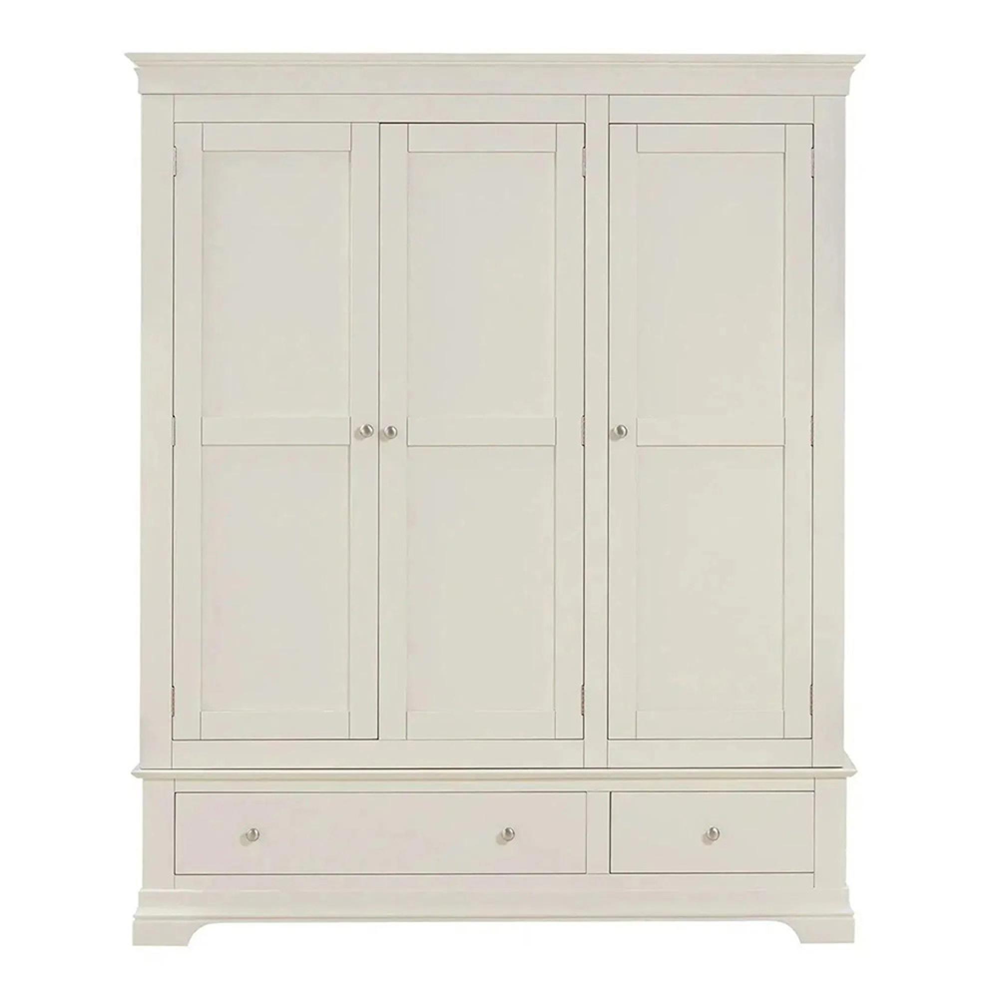 Paisley Wardrobe - 3 Door - 2 Drawer - Cream Painted