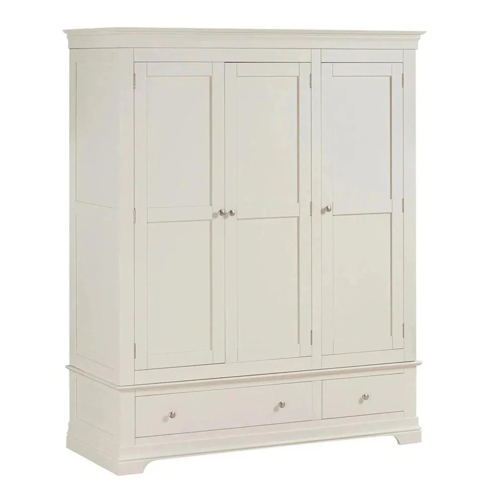Paisley Wardrobe - 3 Door - 2 Drawer - Cream Painted