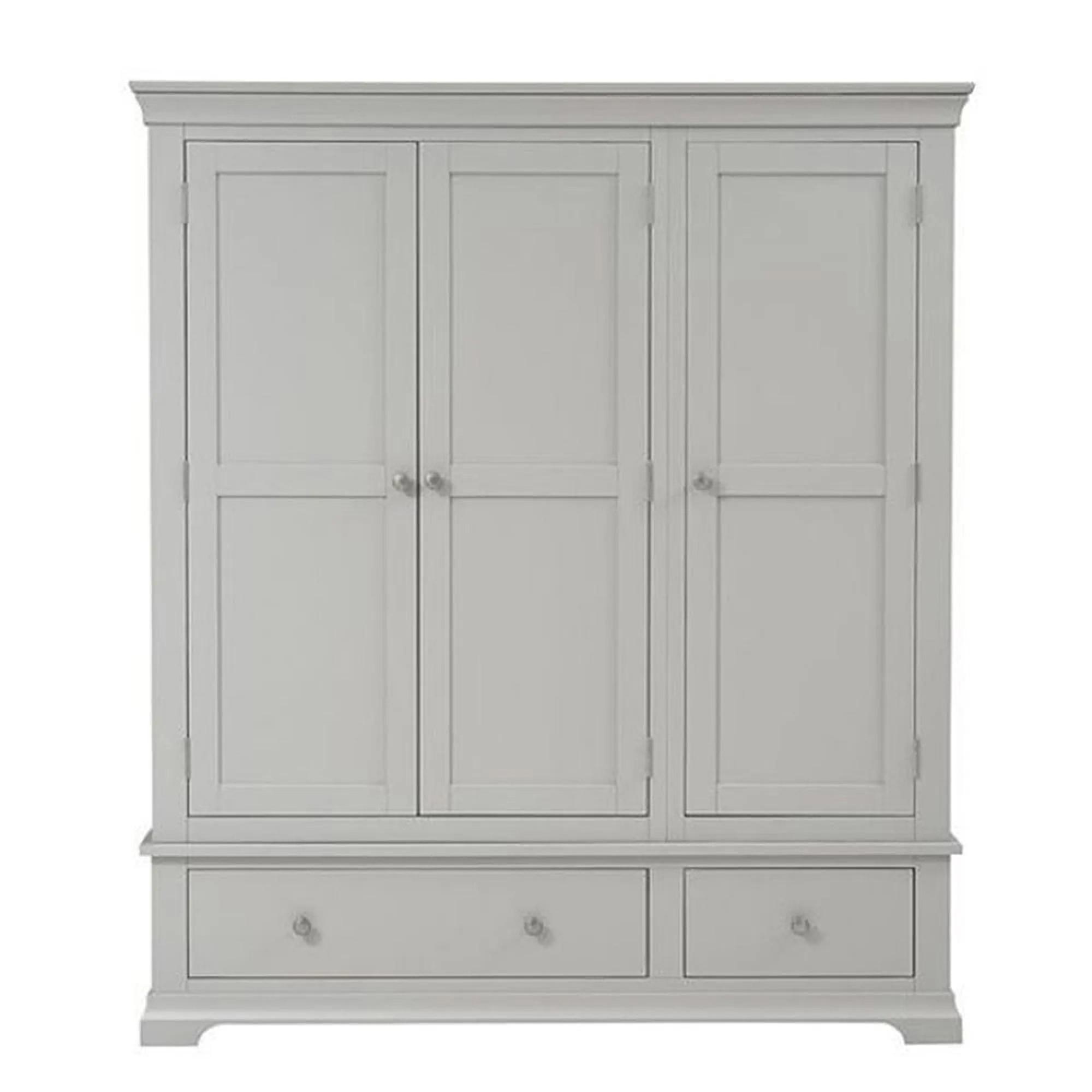 Paisley Wardrobe - 3 Door - 2 Drawer - Grey Painted