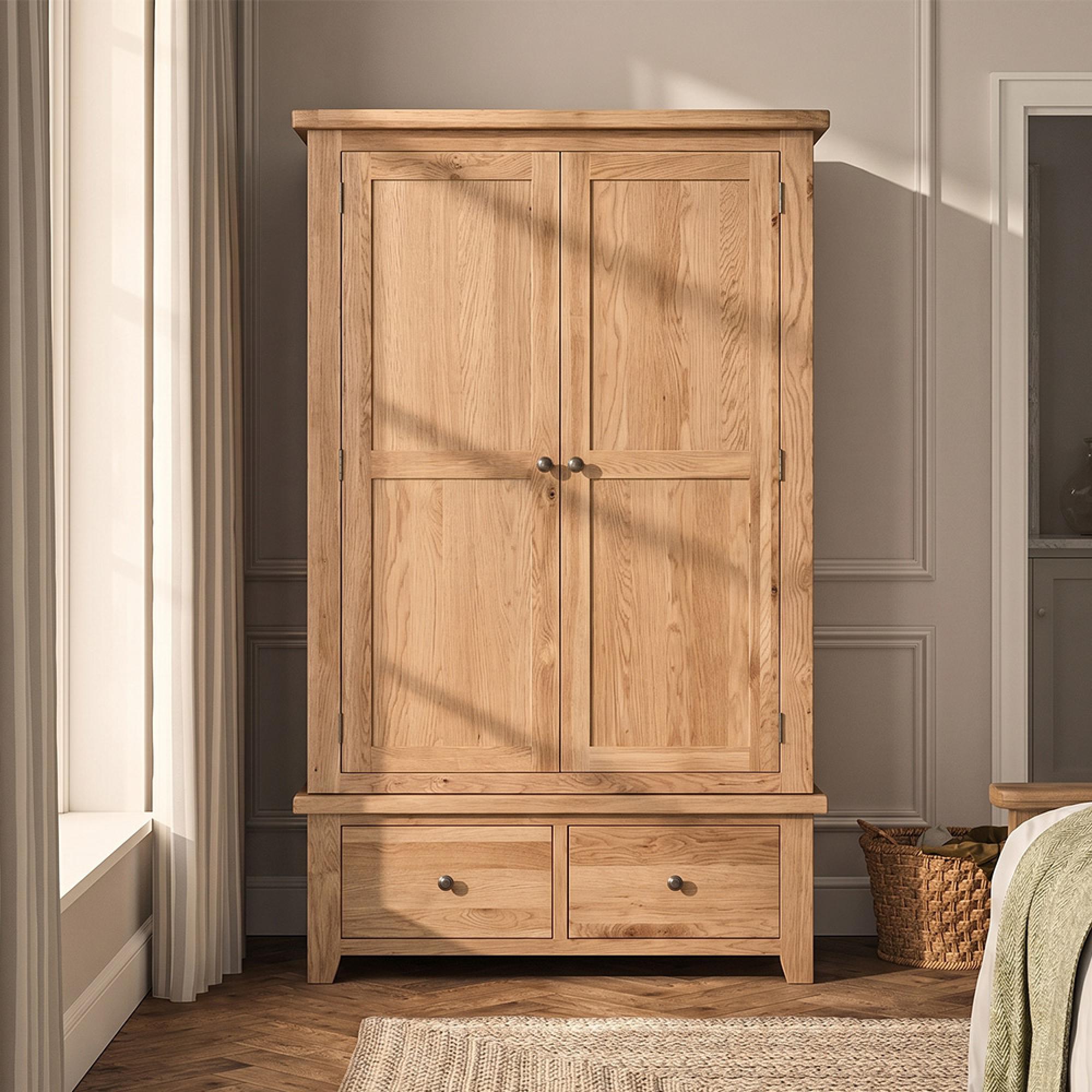 Appleby Wardrobe - 2 Door - 2 Drawer - Oak