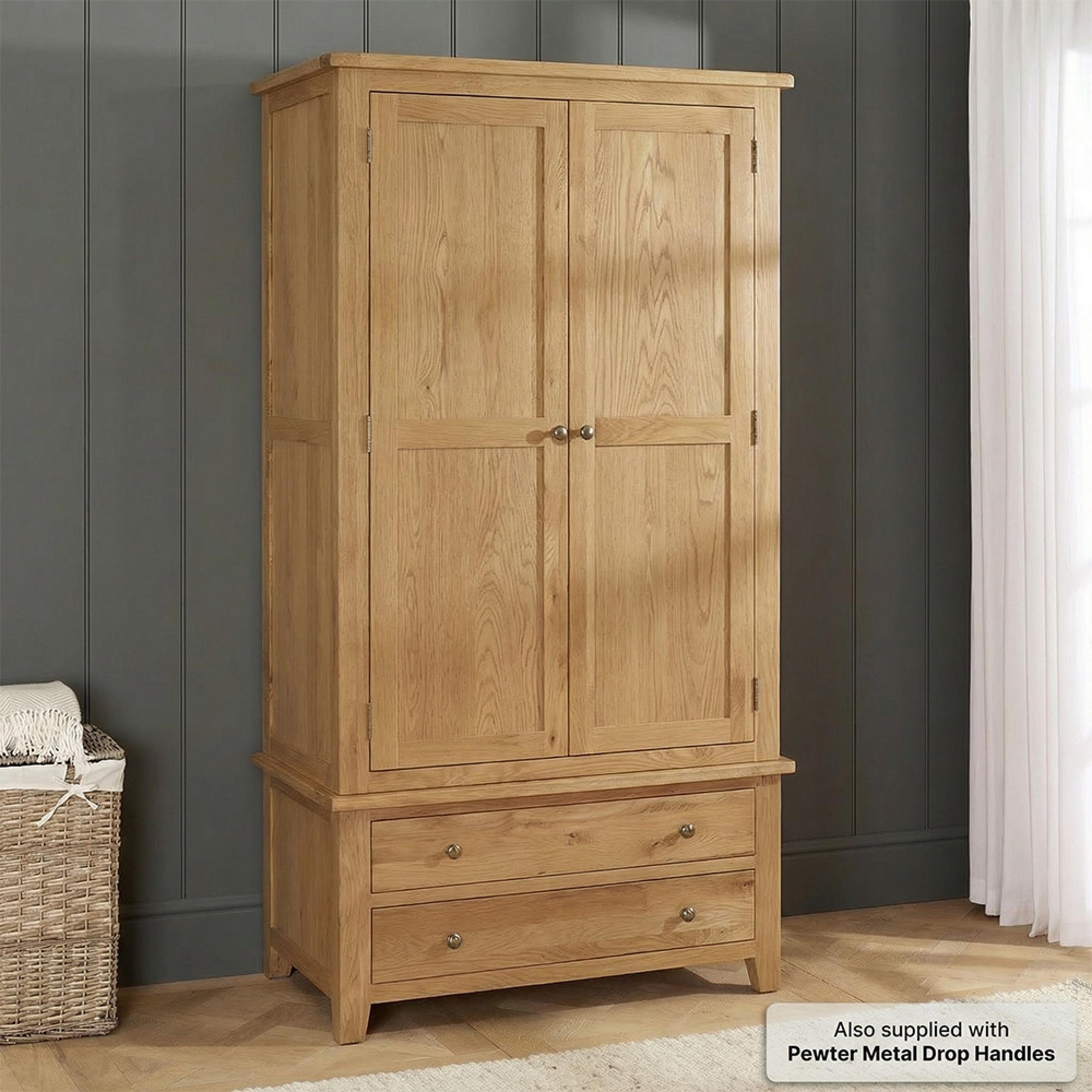 Appleby Wardrobe - 2 Door - 2 Drawer - Petite Oak