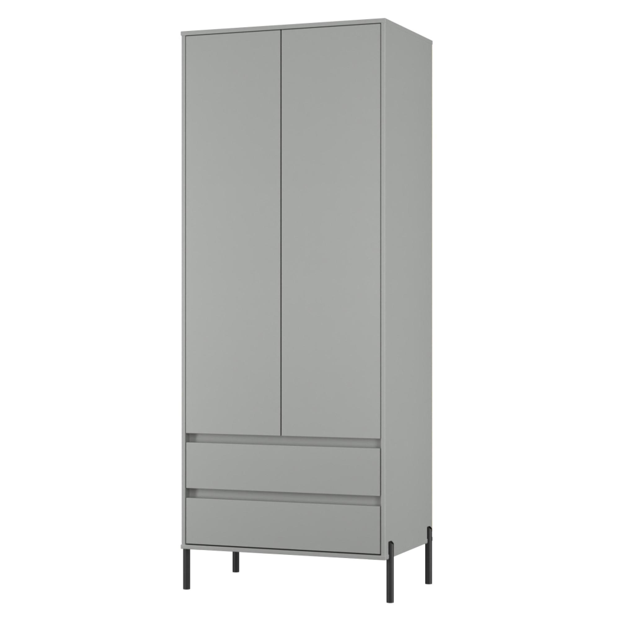 Leona Wardrobe - 2 Door - 2 Drawer - Tall - Dusk Grey