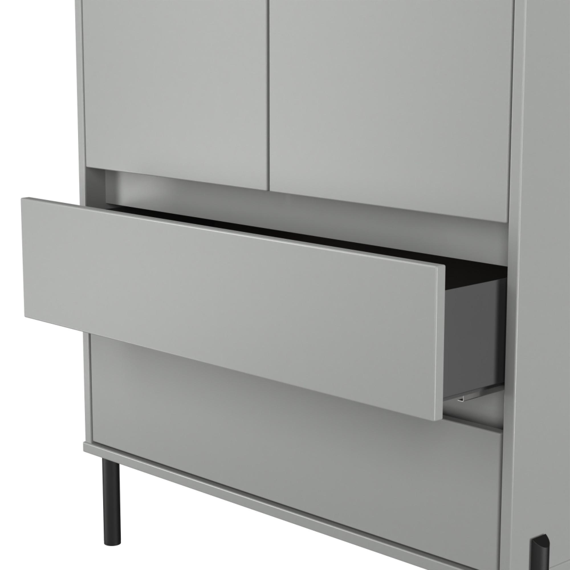 Leona Wardrobe - 2 Door - 2 Drawer - Tall - Dusk Grey