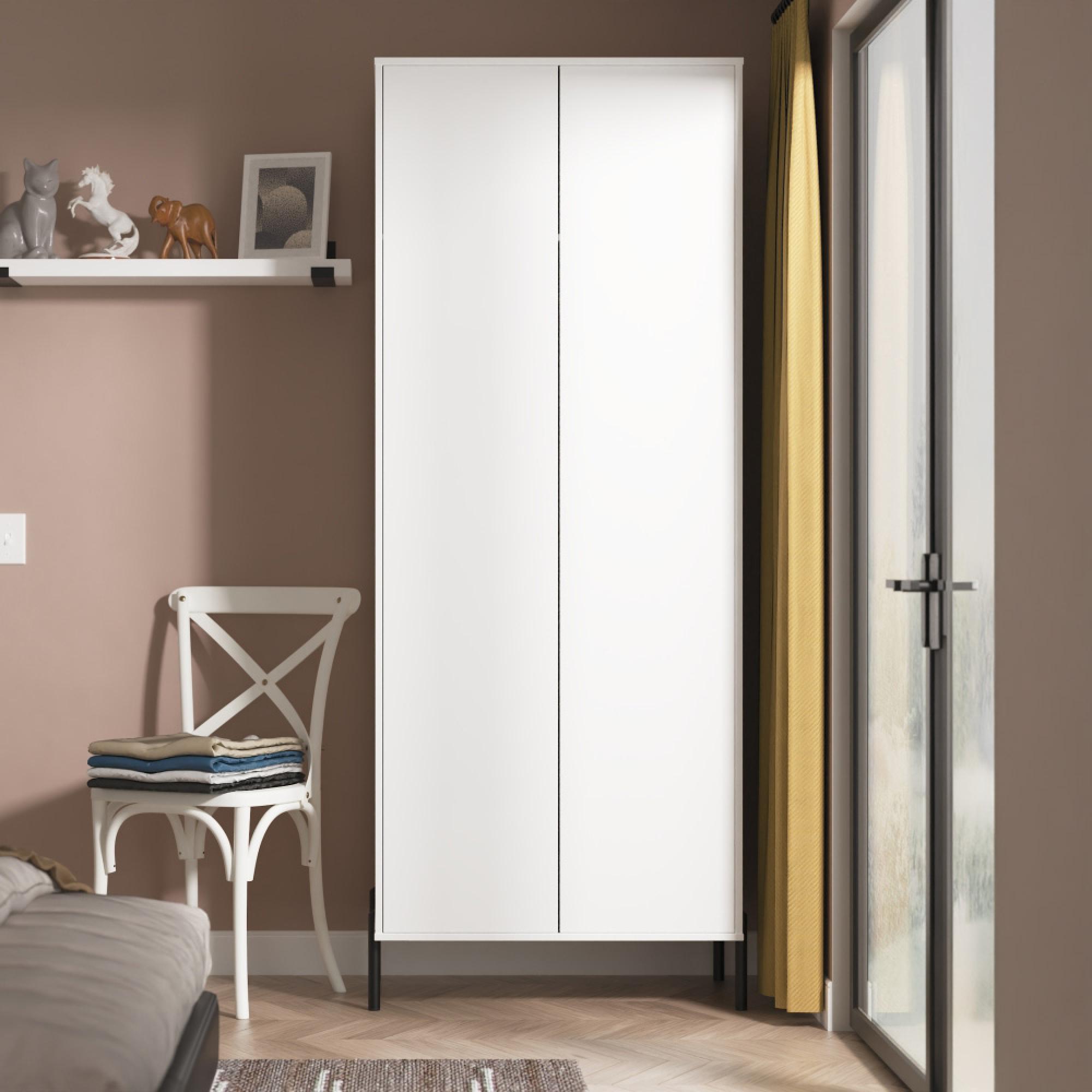Leona Wardrobe - 2 Door - Tall - White Matt