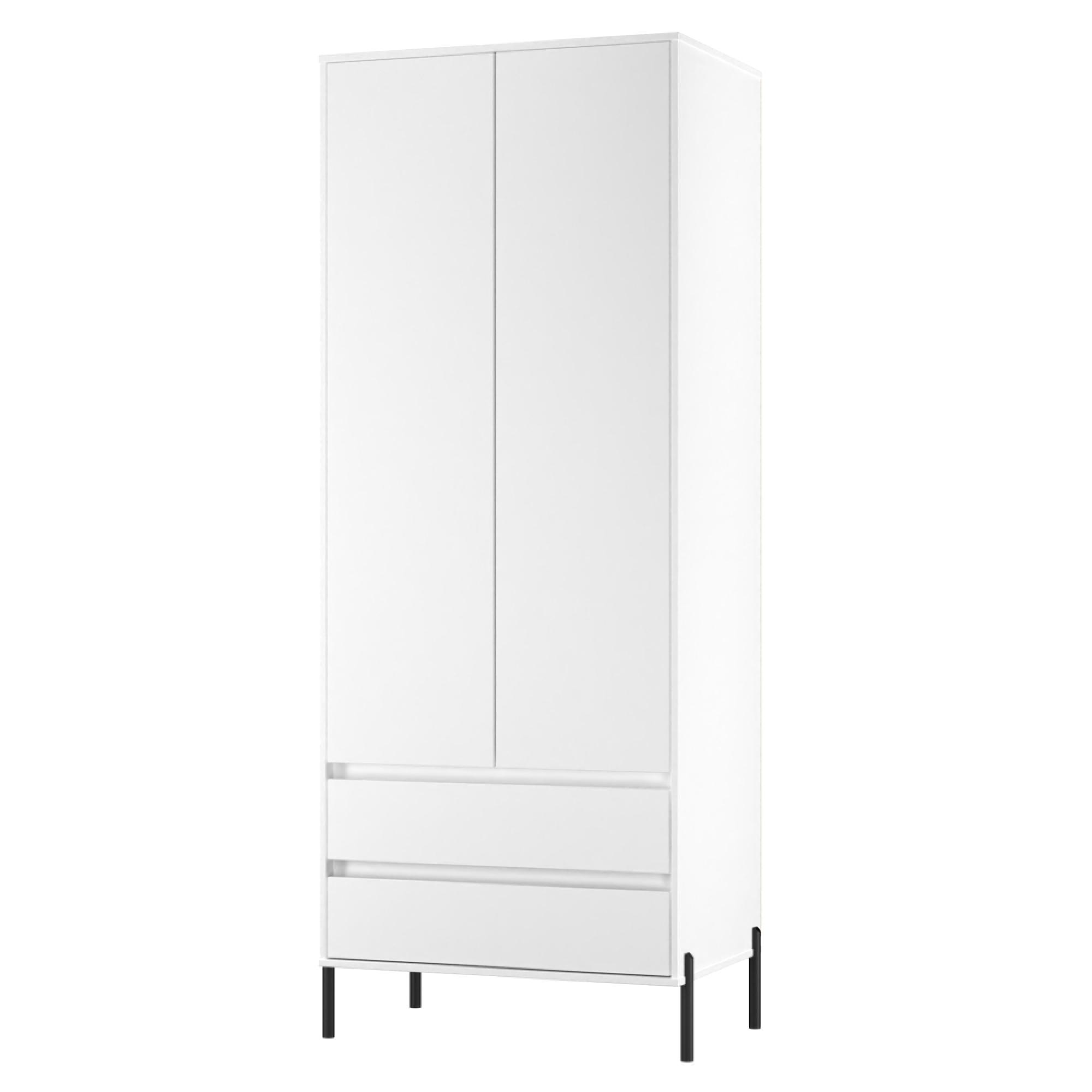Leona Wardrobe - 2 Door - 2 Drawer - Tall - White Matt