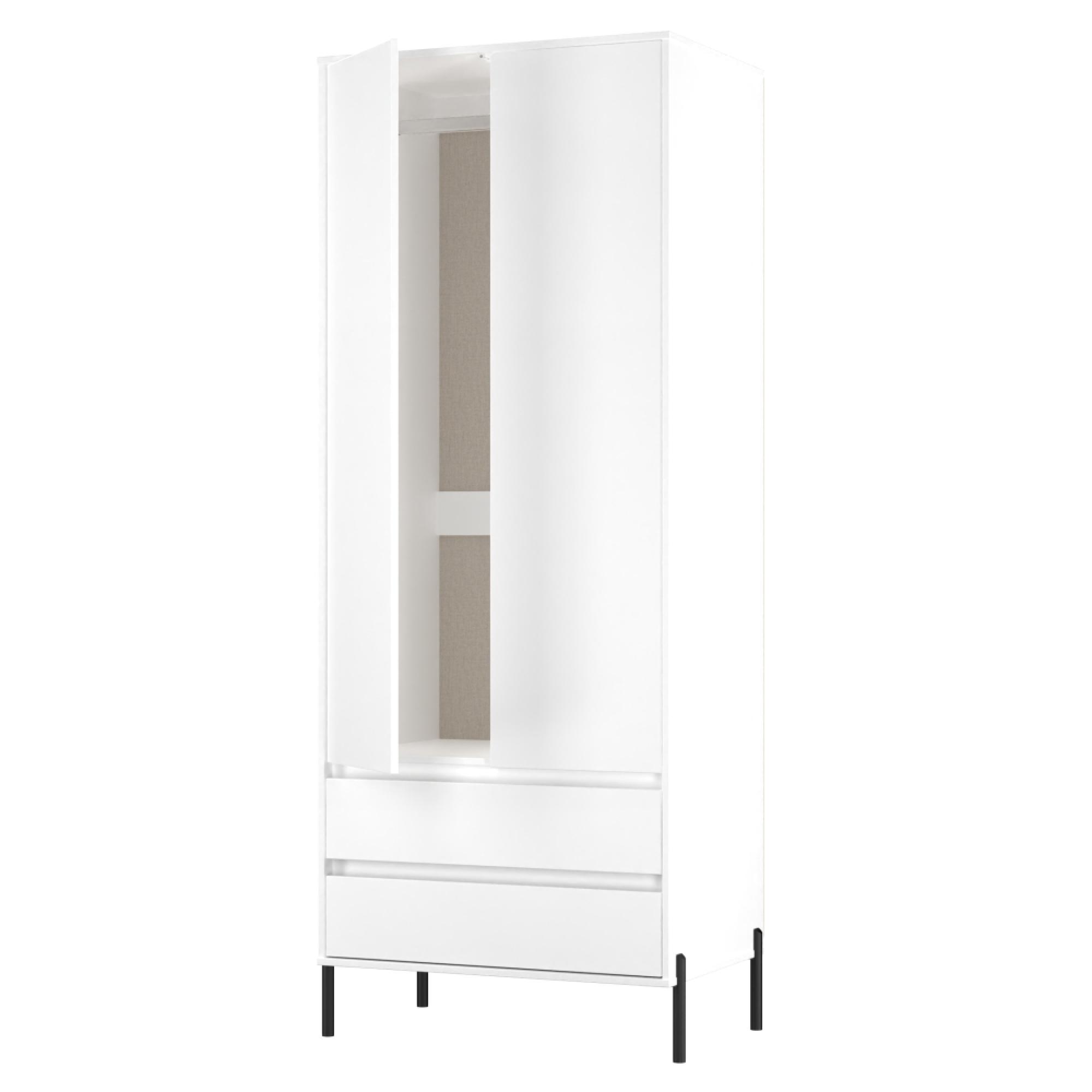 Leona Wardrobe - 2 Door - 2 Drawer - Tall - White Matt