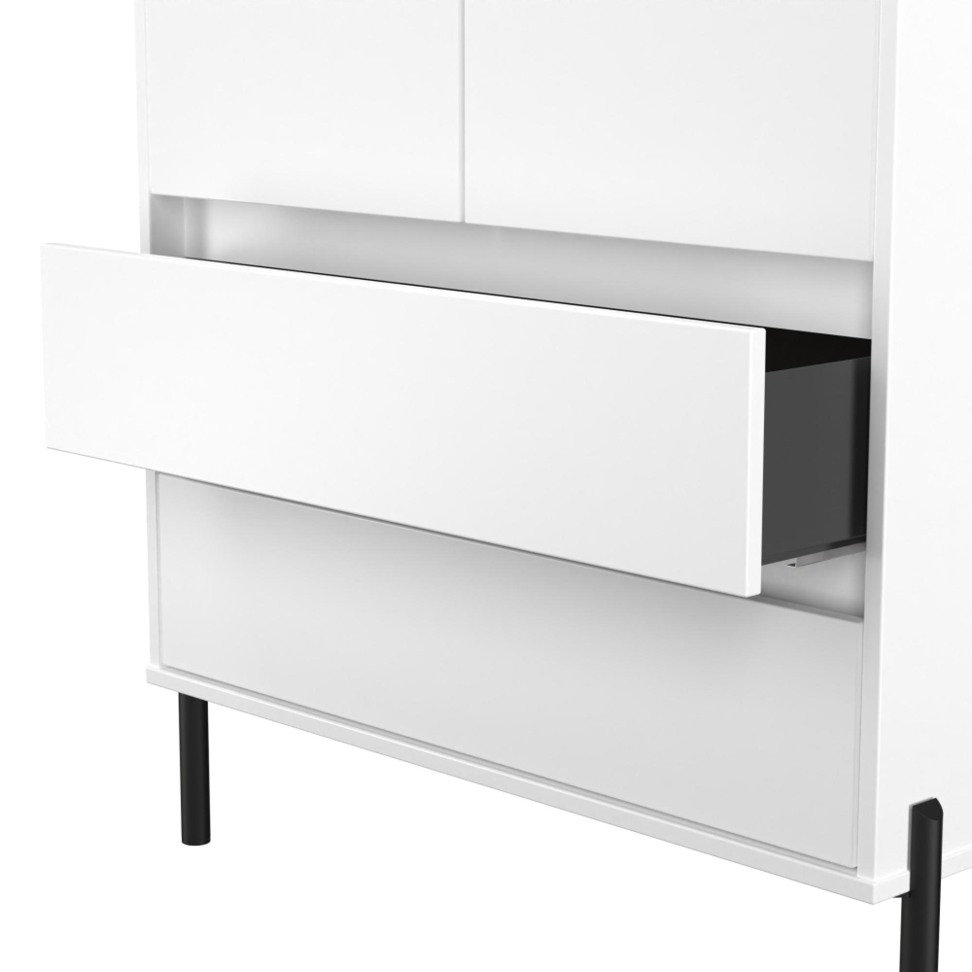 Leona Wardrobe - 2 Door - 2 Drawer - Tall - White Matt
