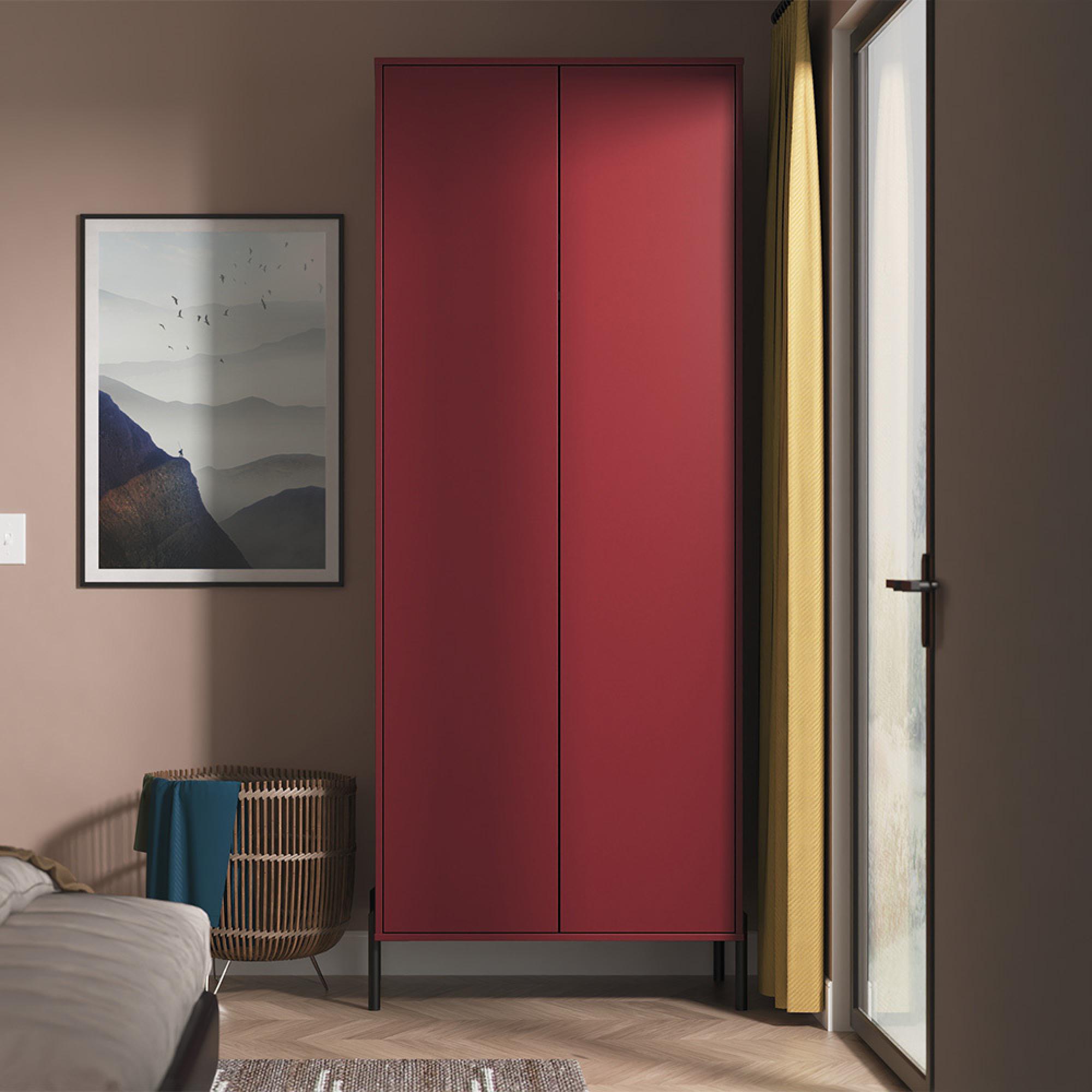 Leona Wardrobe - 2 Door - Tall - Red Matt