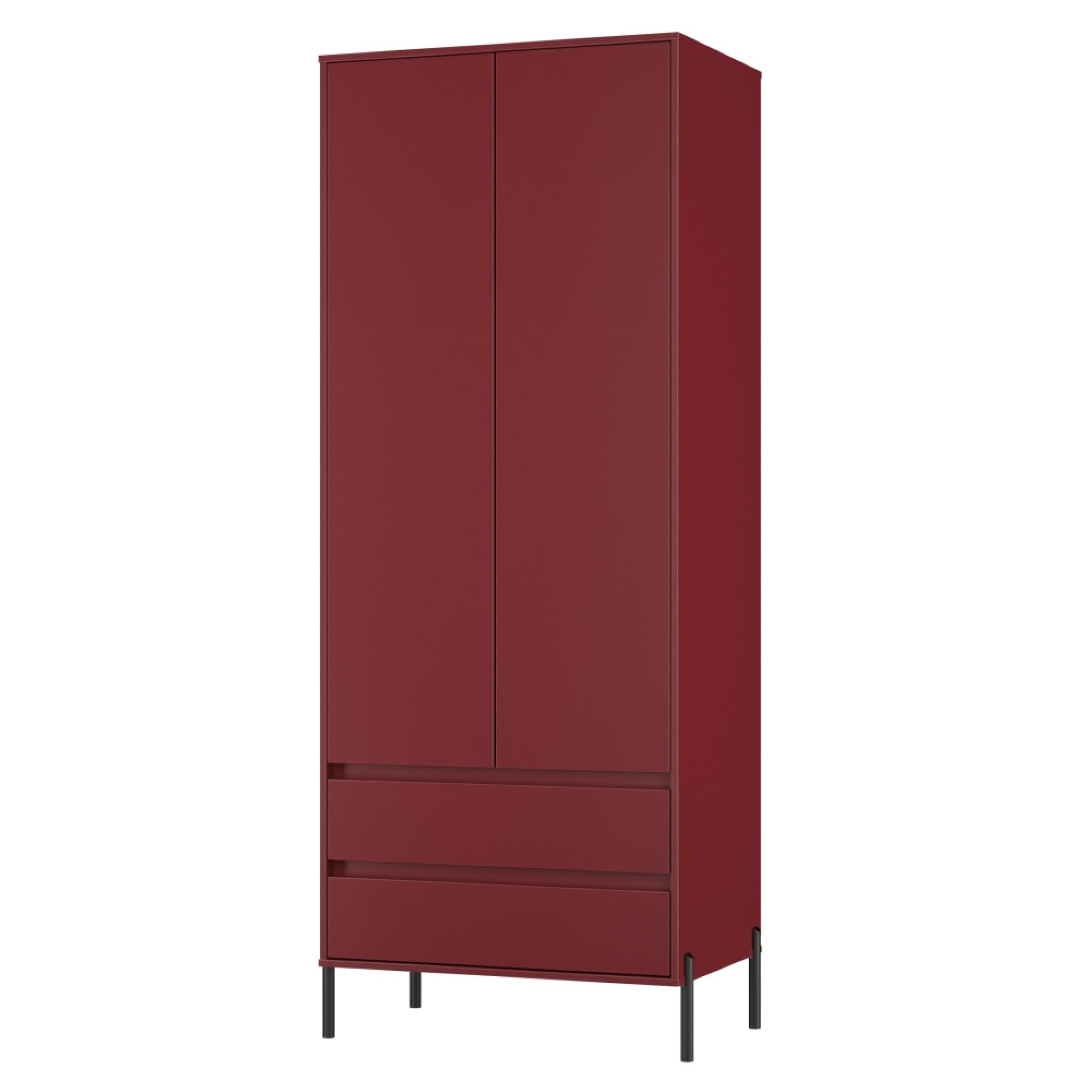 Leona Wardrobe - 2 Door - 2 Drawer - Tall - Red Matt