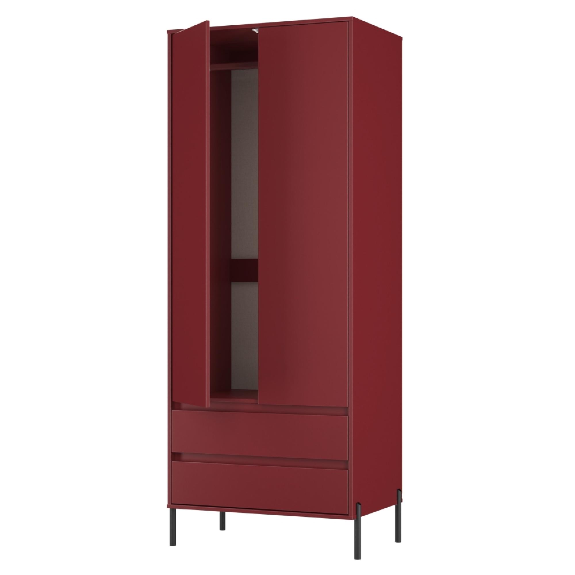 Leona Wardrobe - 2 Door - 2 Drawer - Tall - Red Matt