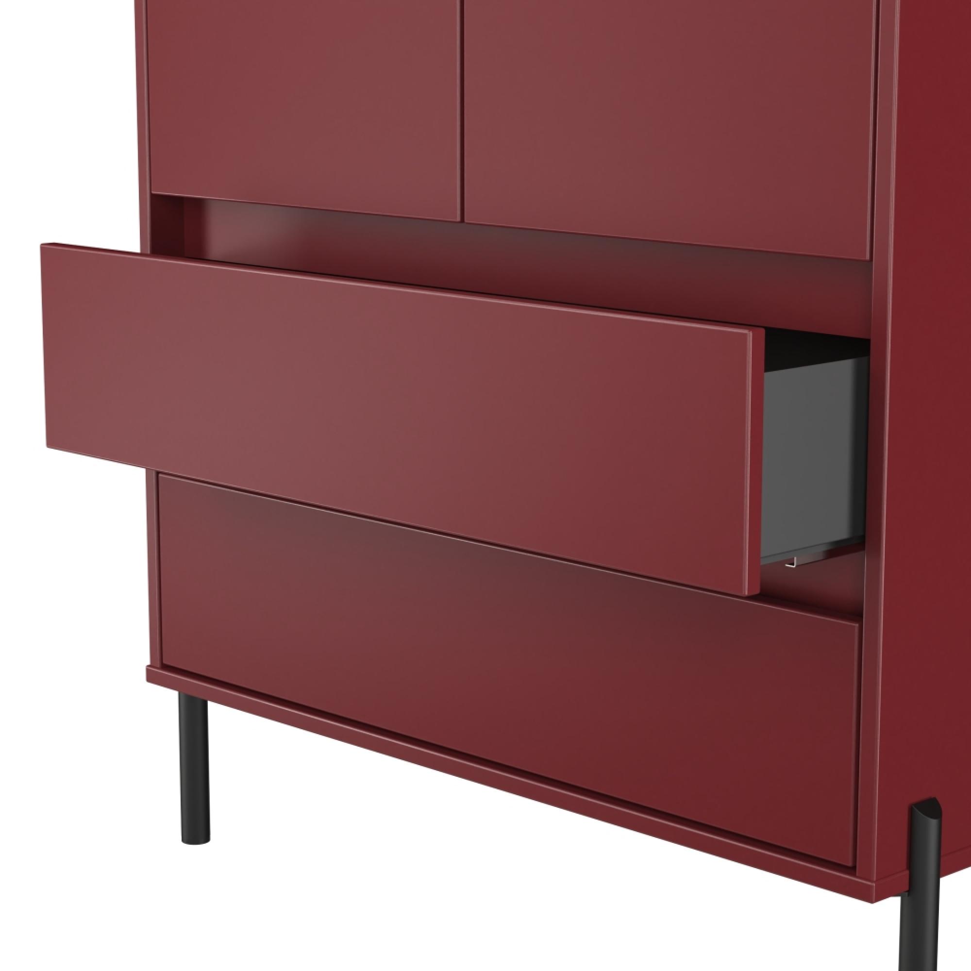 Leona Wardrobe - 2 Door - 2 Drawer - Tall - Red Matt