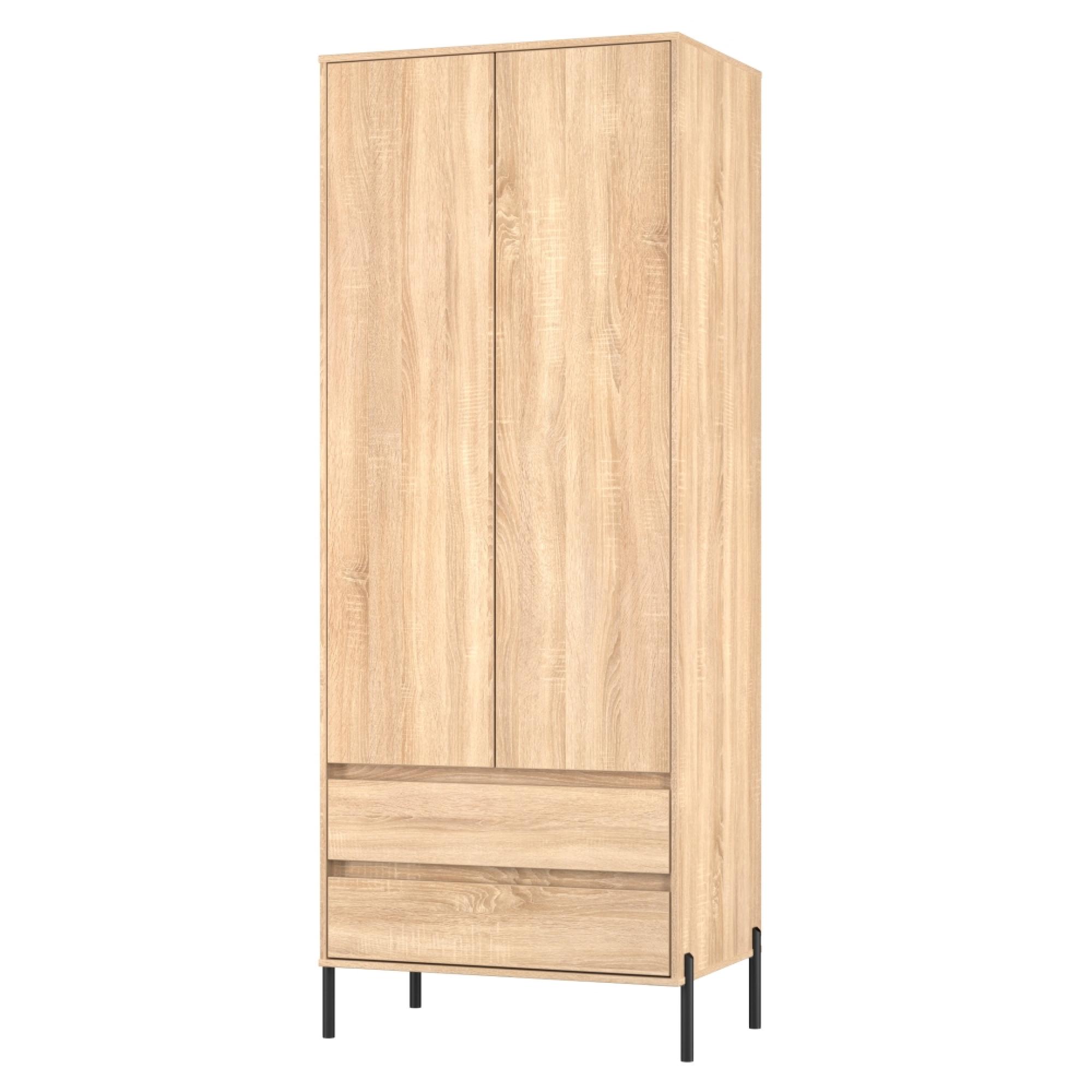 Leona Wardrobe - 2 Door - 2 Drawer - Tall - Bardolino Oak