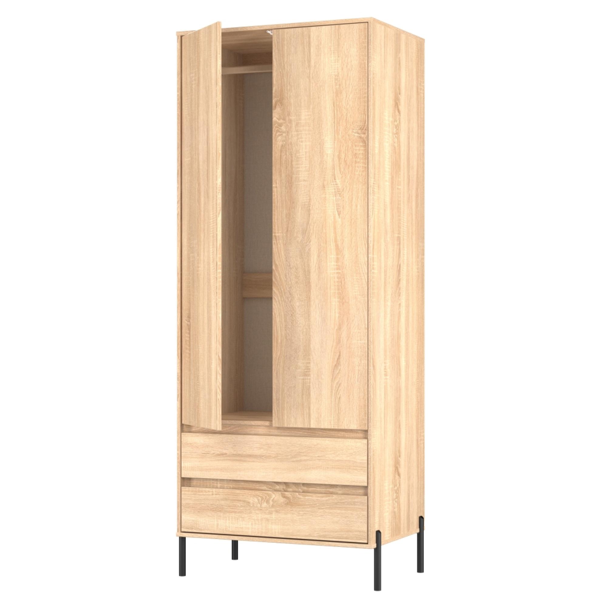 Leona Wardrobe - 2 Door - 2 Drawer - Tall - Bardolino Oak