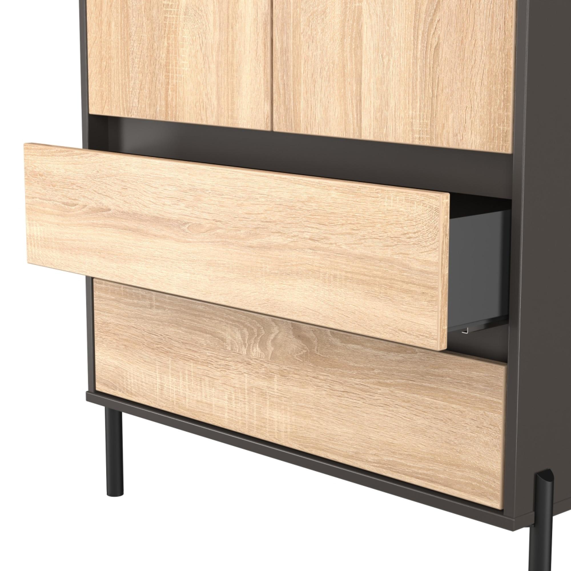 Leona Wardrobe - 2 Door - 2 Drawer - Tall - Bardolino Oak and Graphite