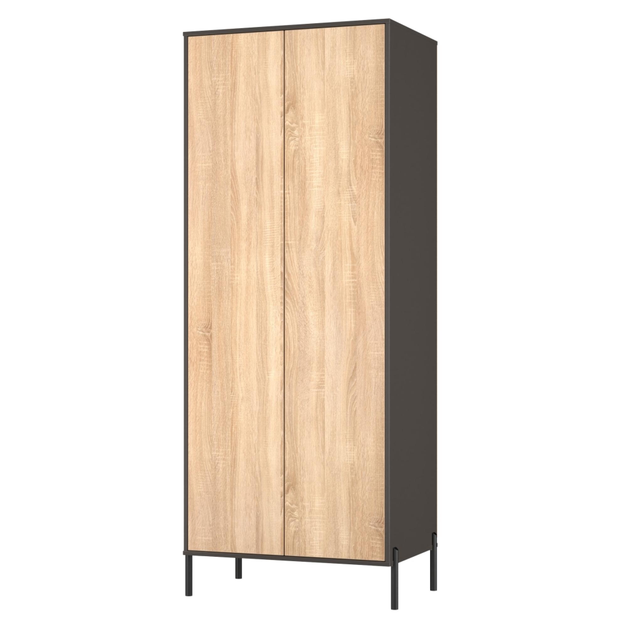 Leona Wardrobe - 2 Door - Tall - Bardolino Oak and Graphite