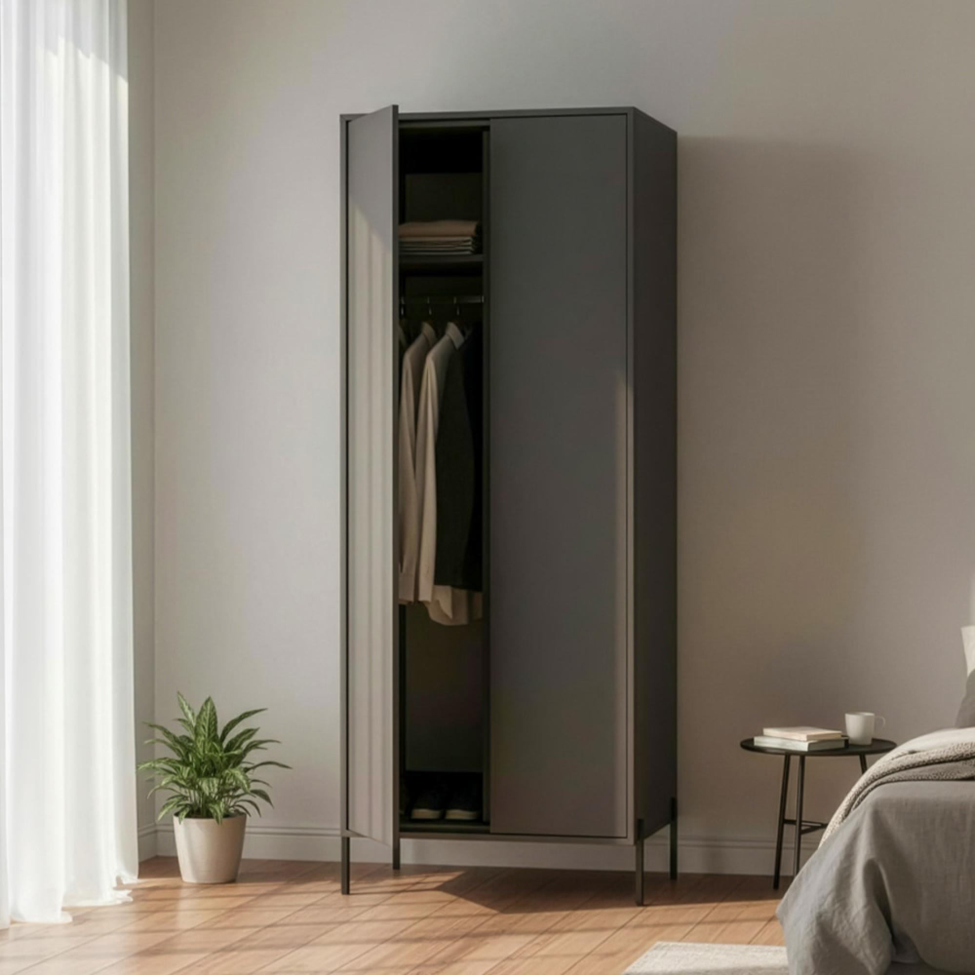 Leona Wardrobe - 2 Door - Tall - Graphite