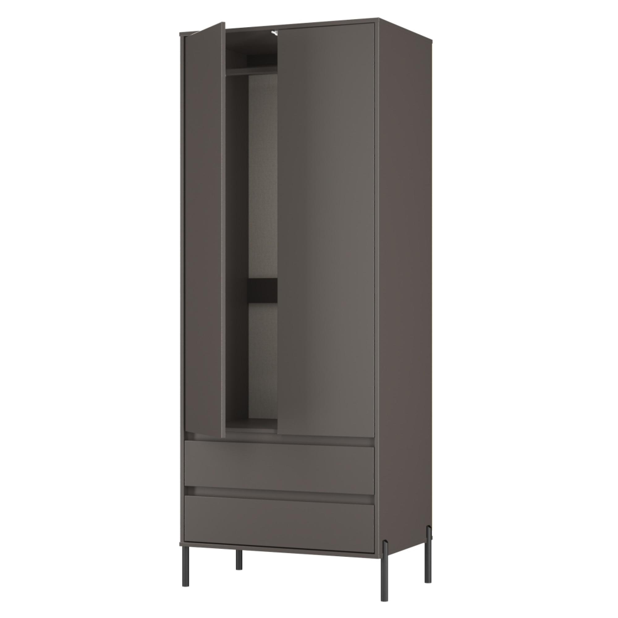 Leona Wardrobe - 2 Door - 2 Drawer - Tall - Graphite