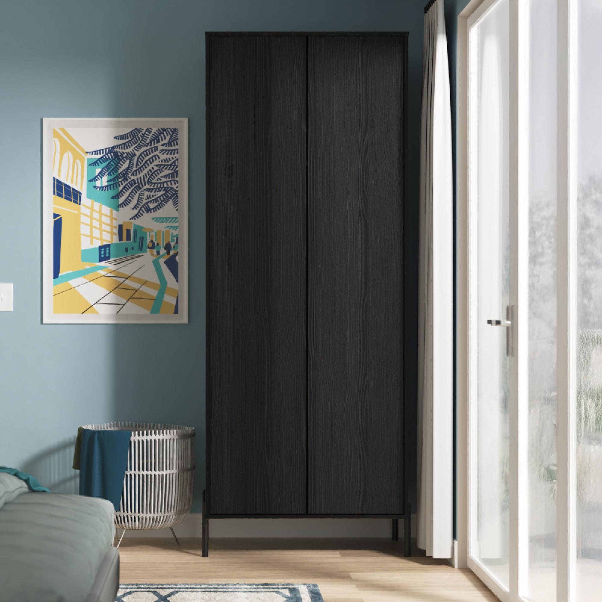 Leona Wardrobe - 2 Door - Tall - Black Ash